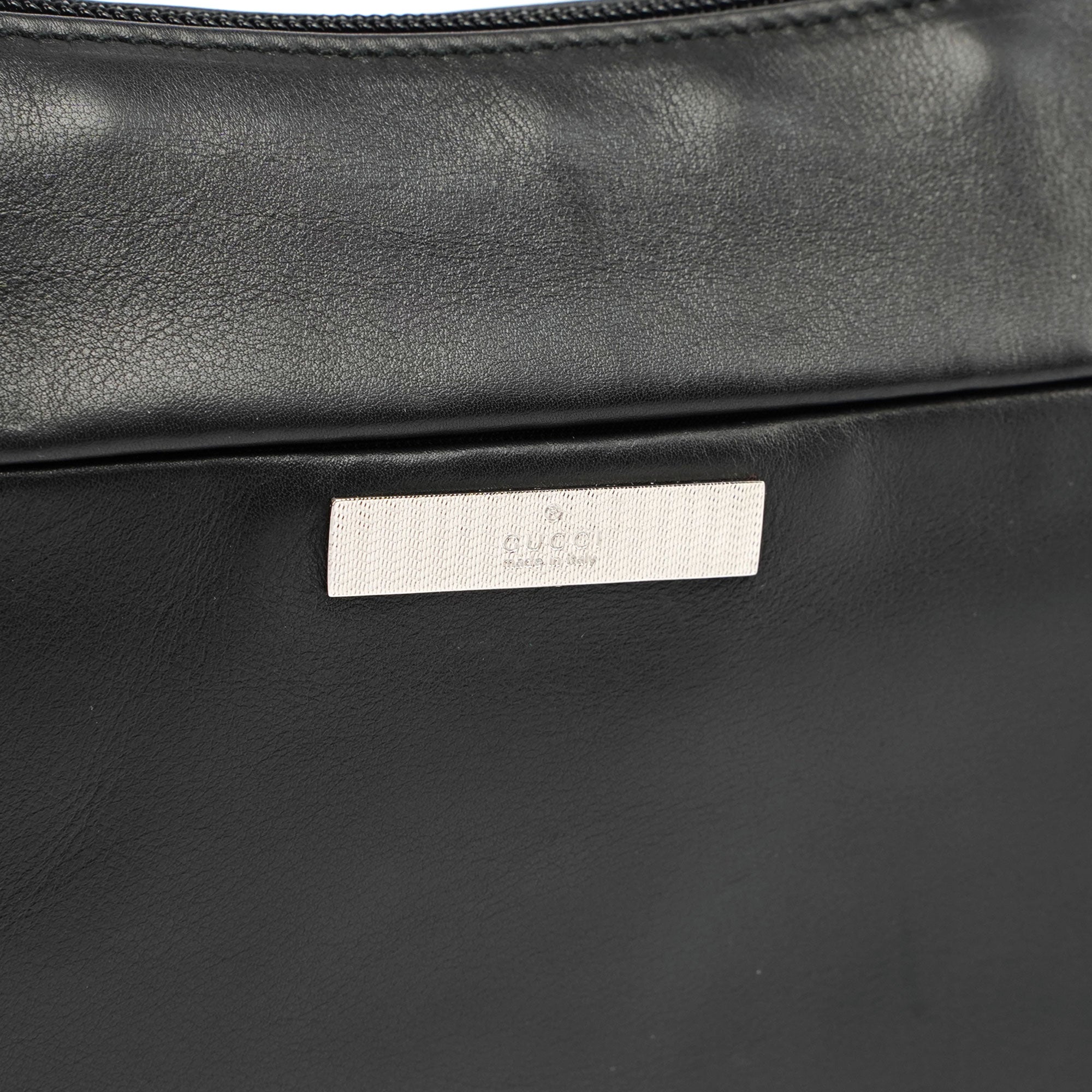 Black Leather Bamboo Hobo Bag