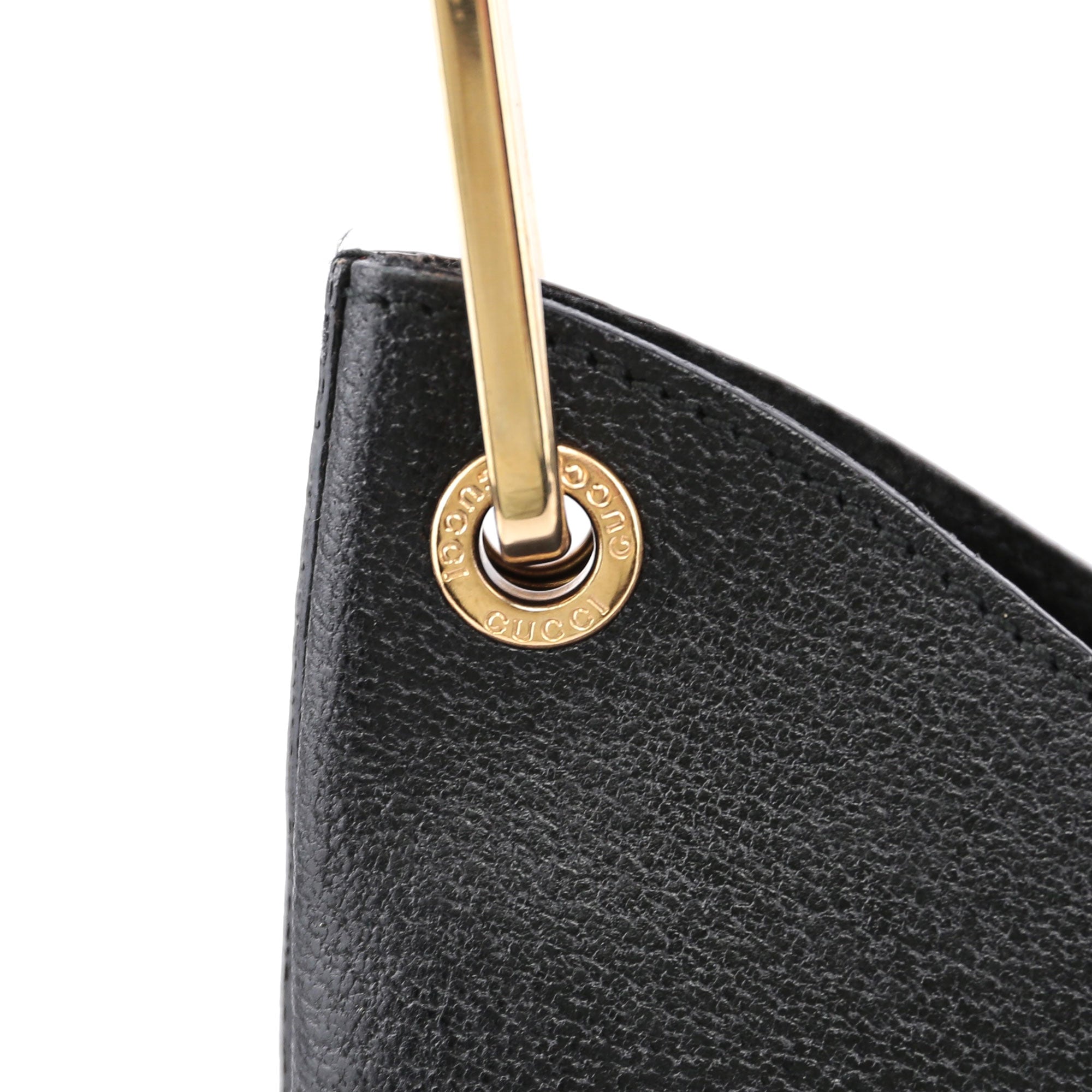 Black Leather Bamboo Hobo Bag
