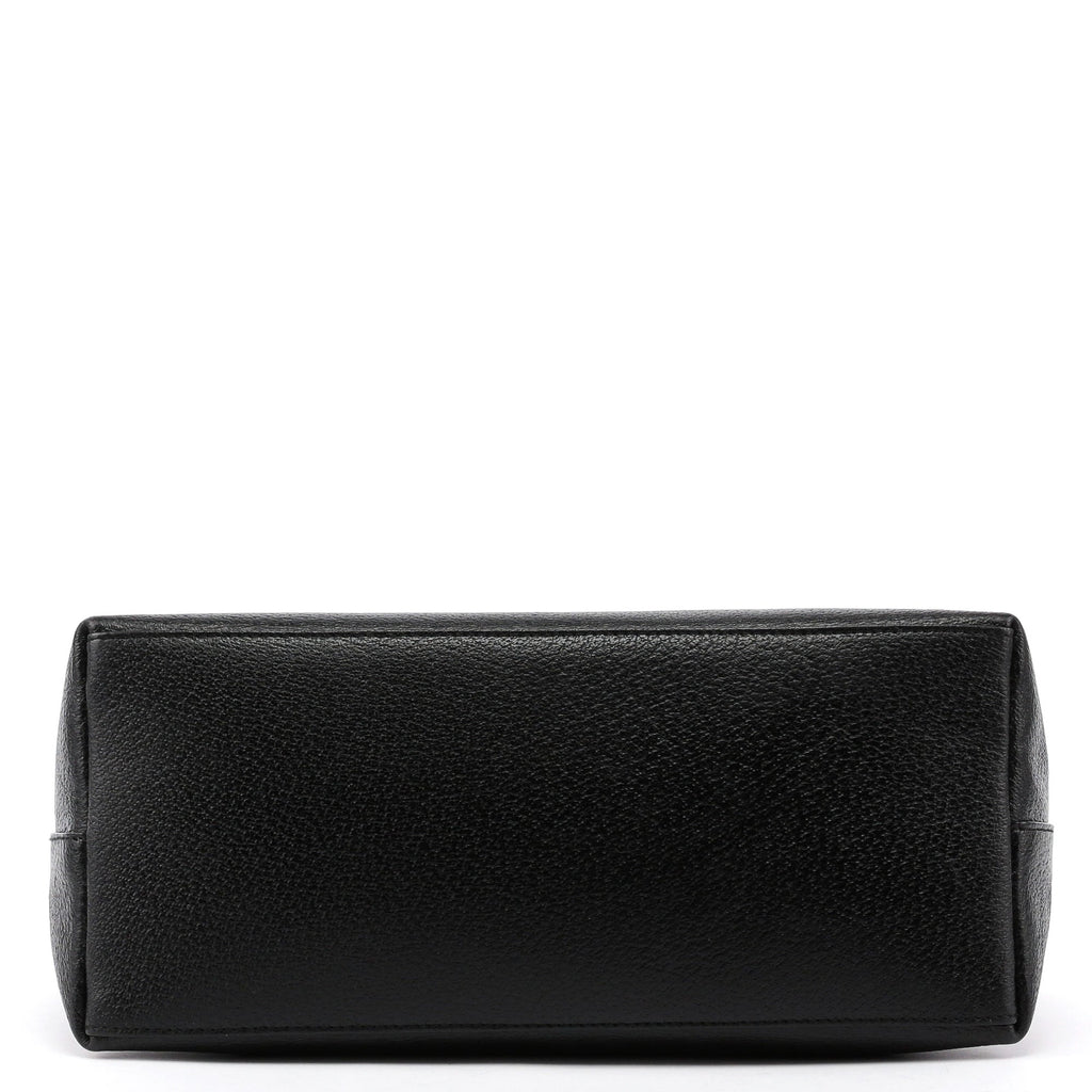 Black Leather Bamboo Hobo Bag