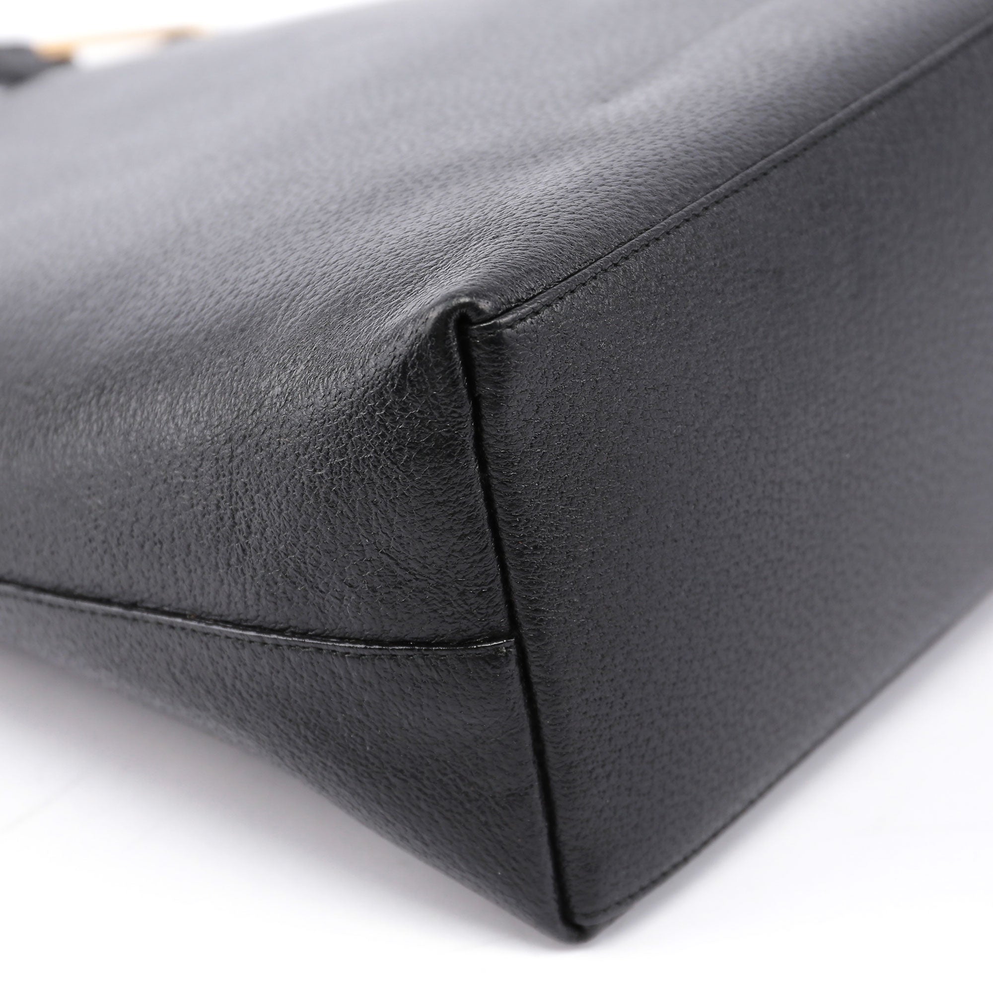 Black Leather Bamboo Hobo Bag