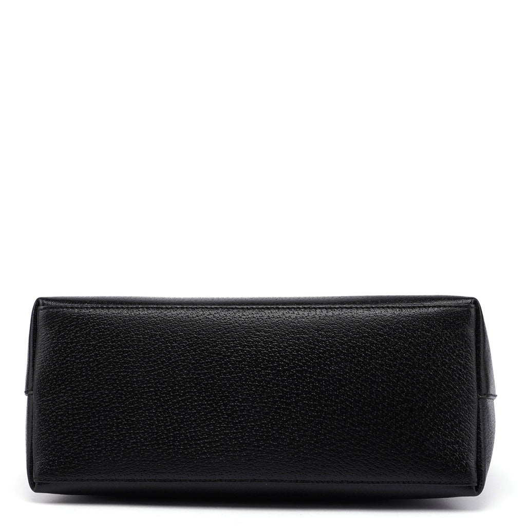 Black Leather Bamboo Hobo Shoulder Bag