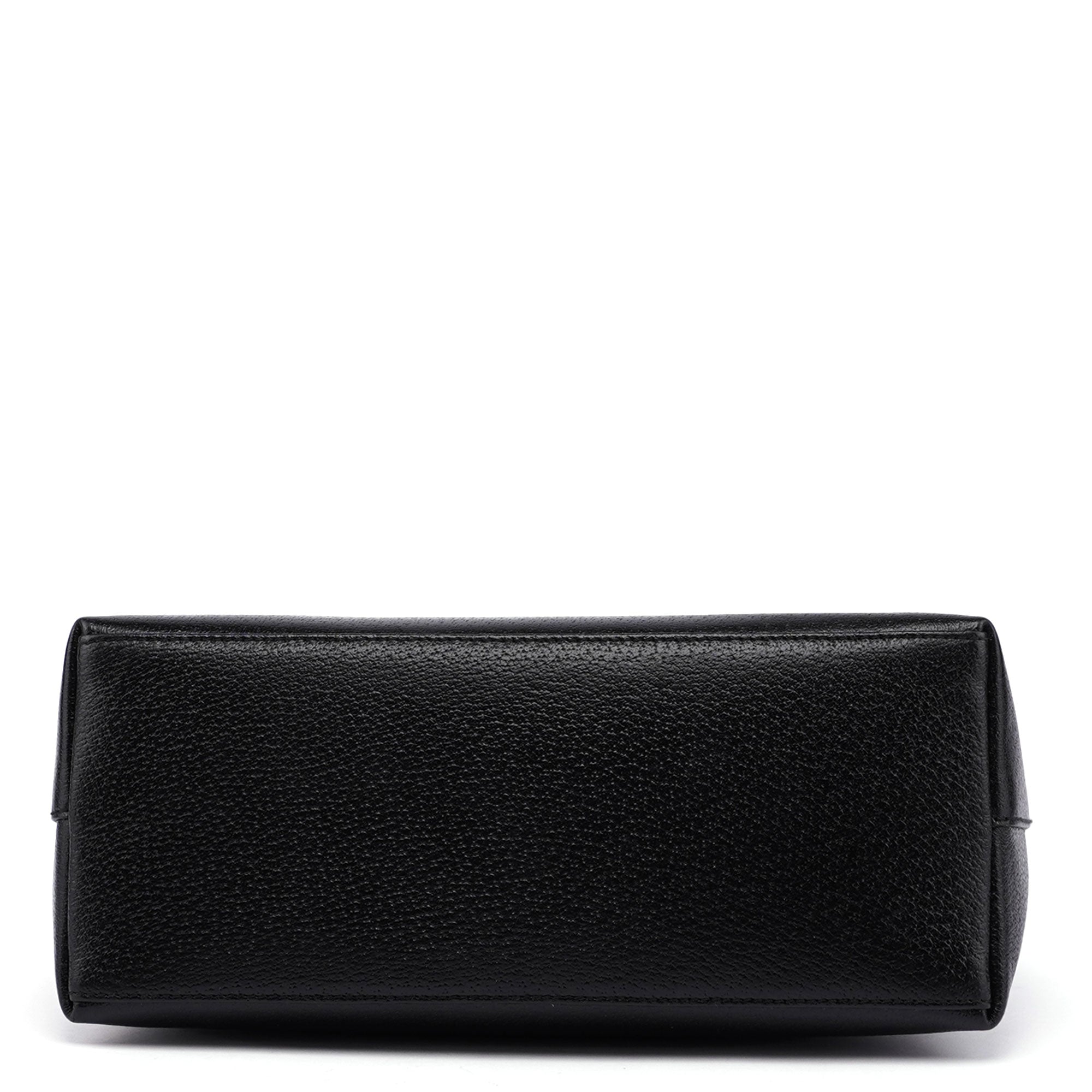 Black Leather Bamboo Hobo Shoulder Bag