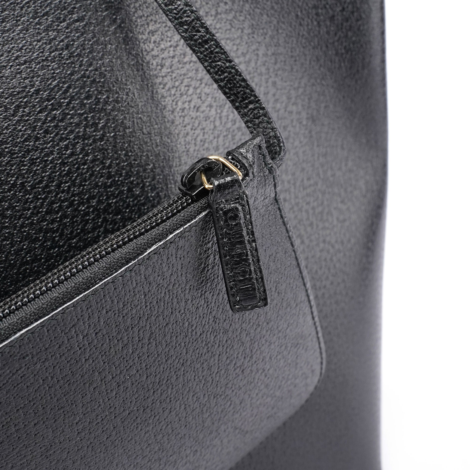 Black Leather Bamboo Hobo Shoulder Bag