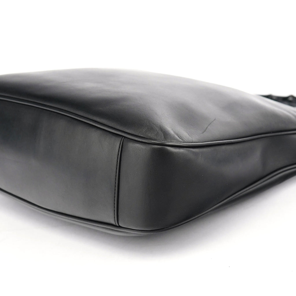 Black Leather Bamboo Shoulder Bag