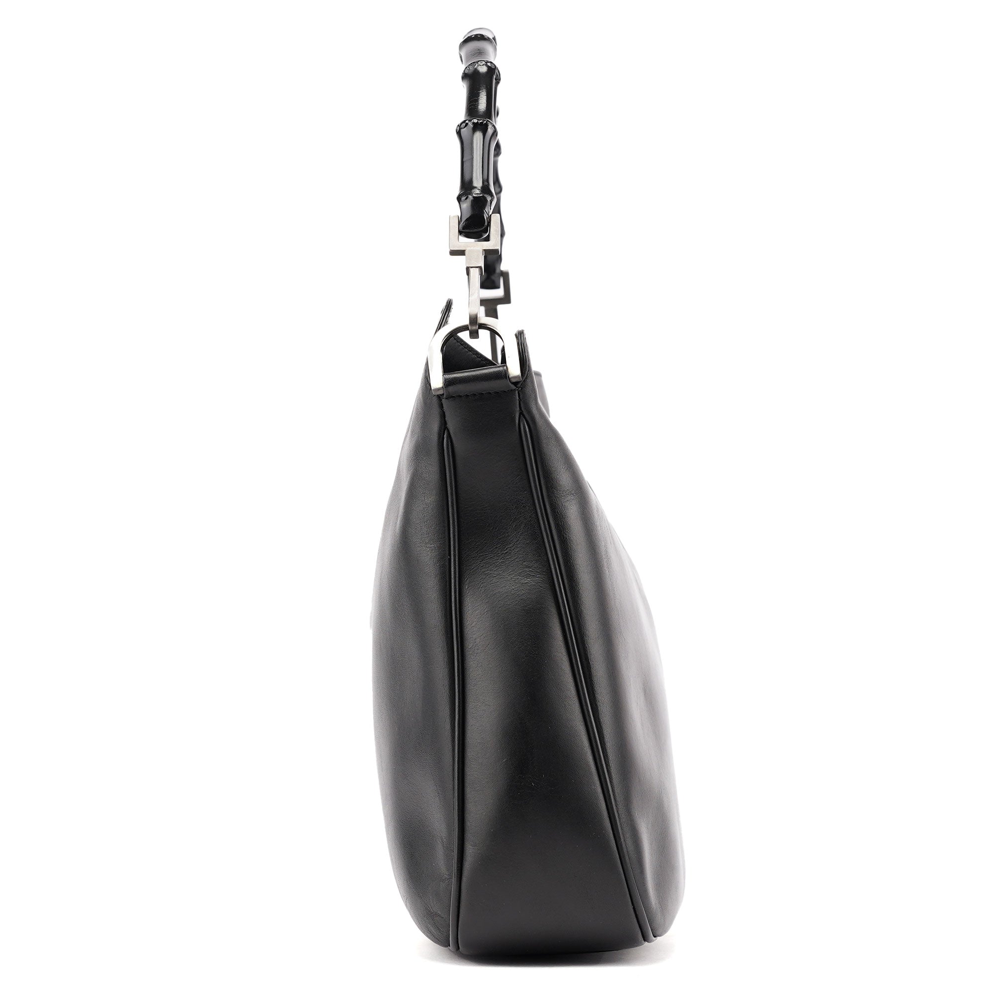Black Leather Bamboo Shoulder Bag