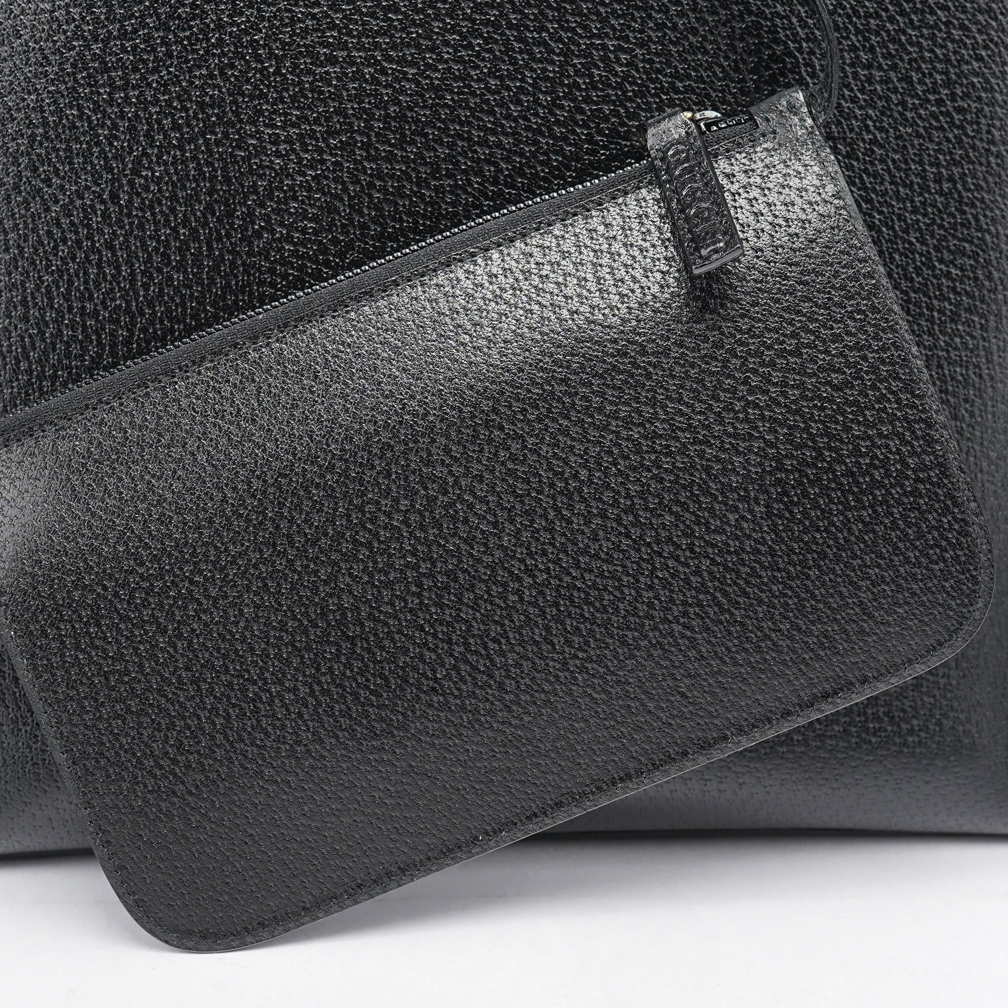 Black Leather Bamboo Shoulder Bag