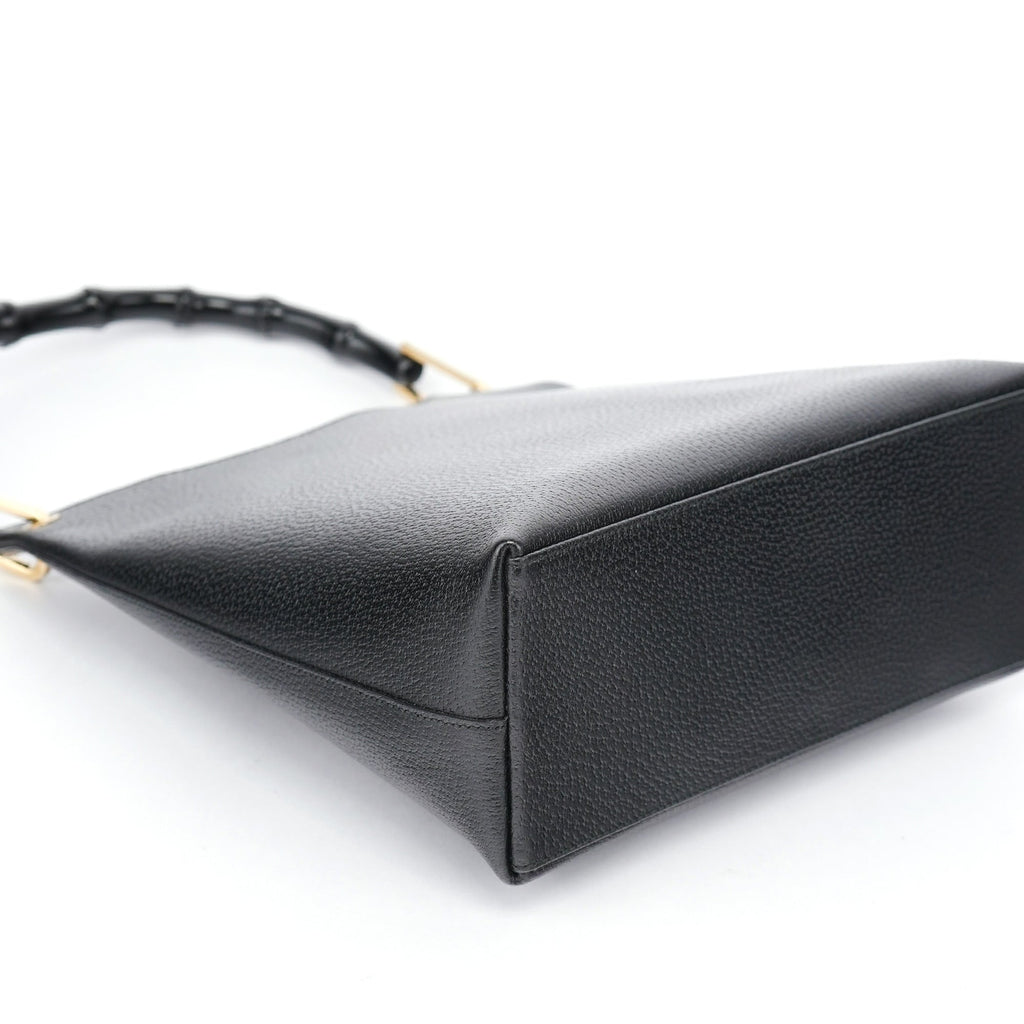Black Leather Bamboo Shoulder Bag