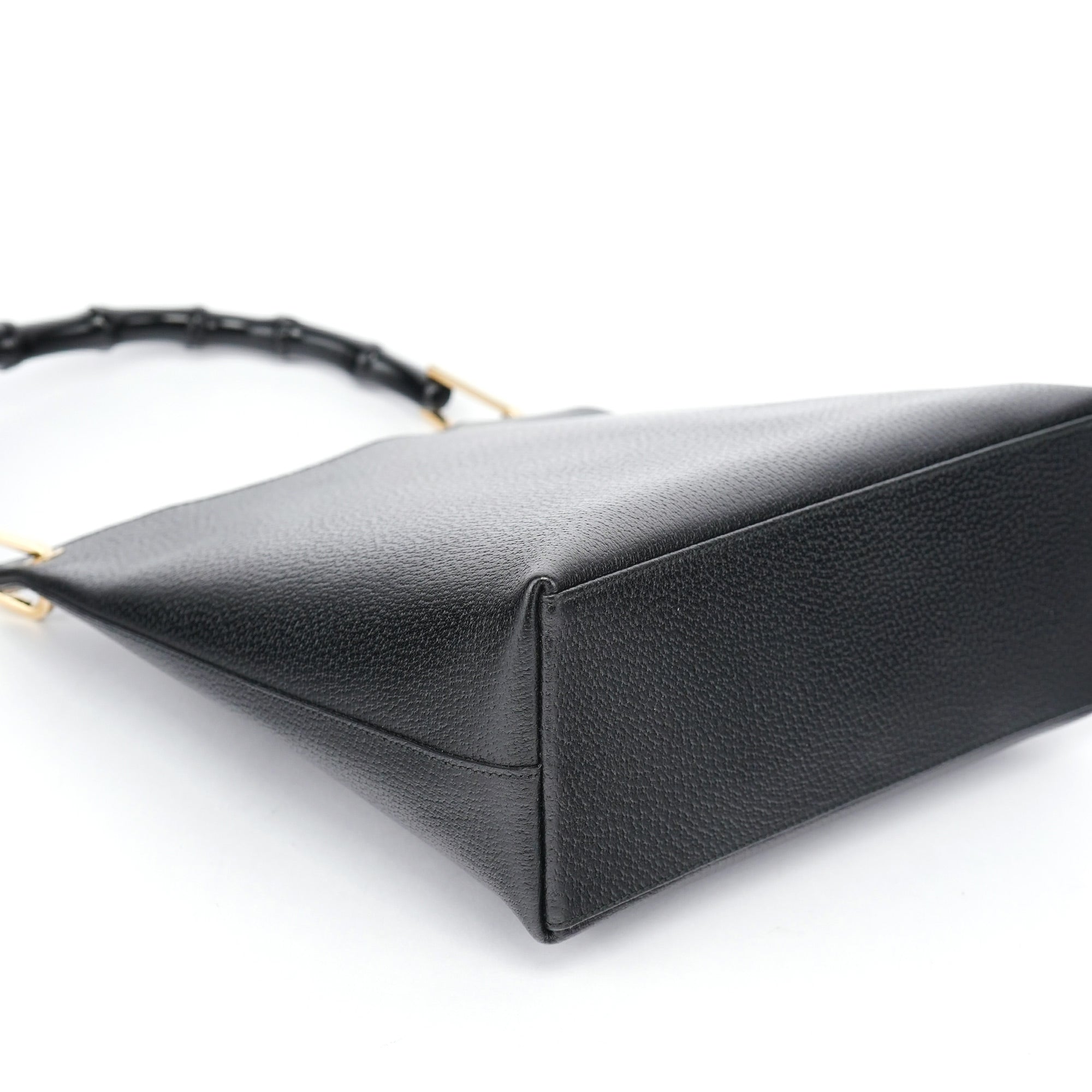 Black Leather Bamboo Shoulder Bag