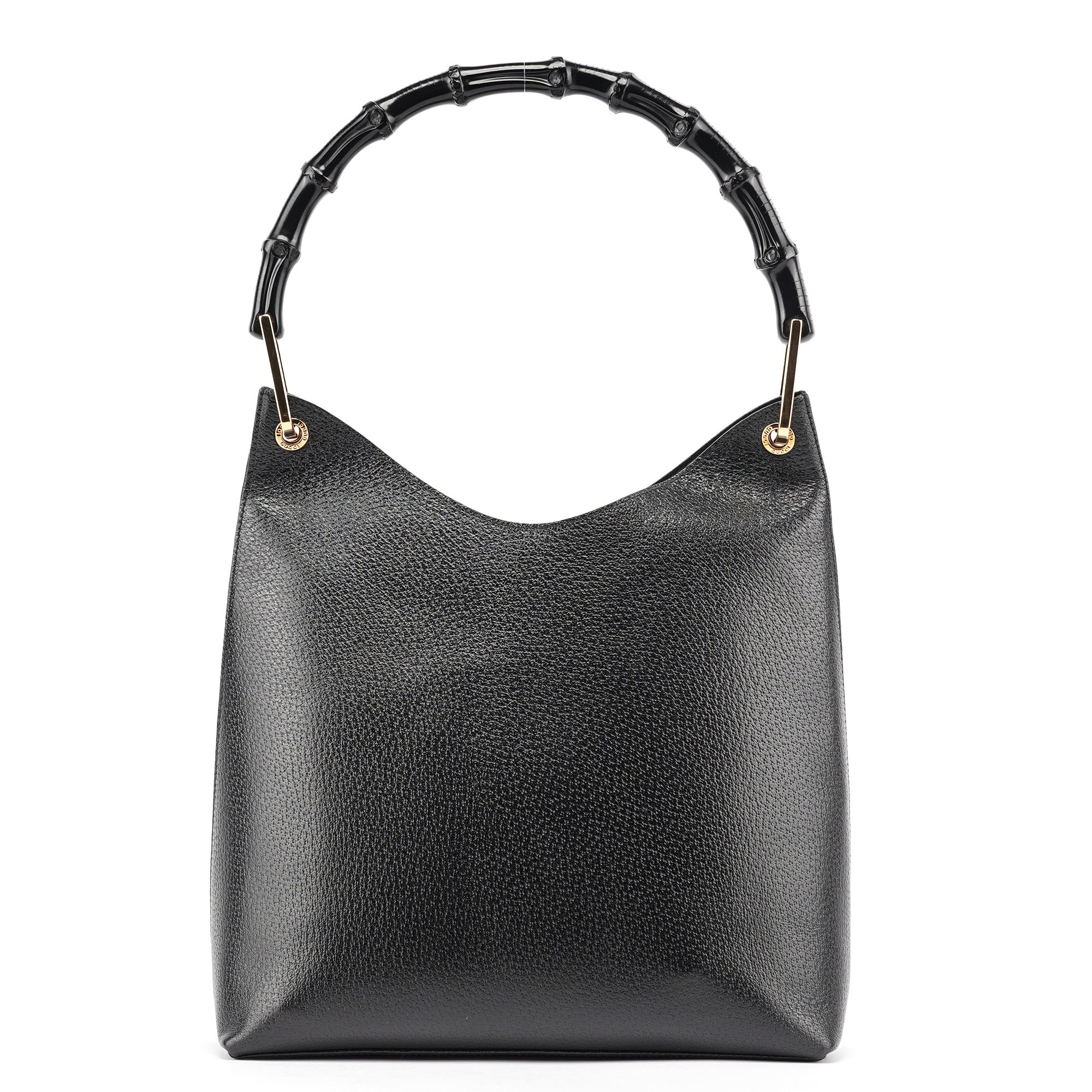Black Leather Bamboo Shoulder Bag