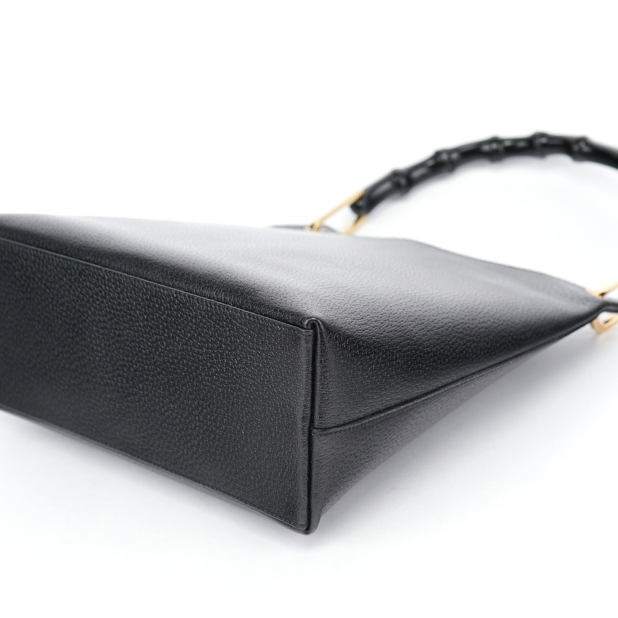 Black Leather Bamboo Shoulder Bag