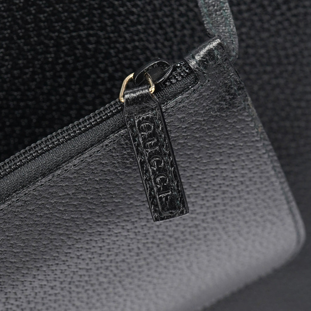 Black Leather Bamboo Shoulder Bag