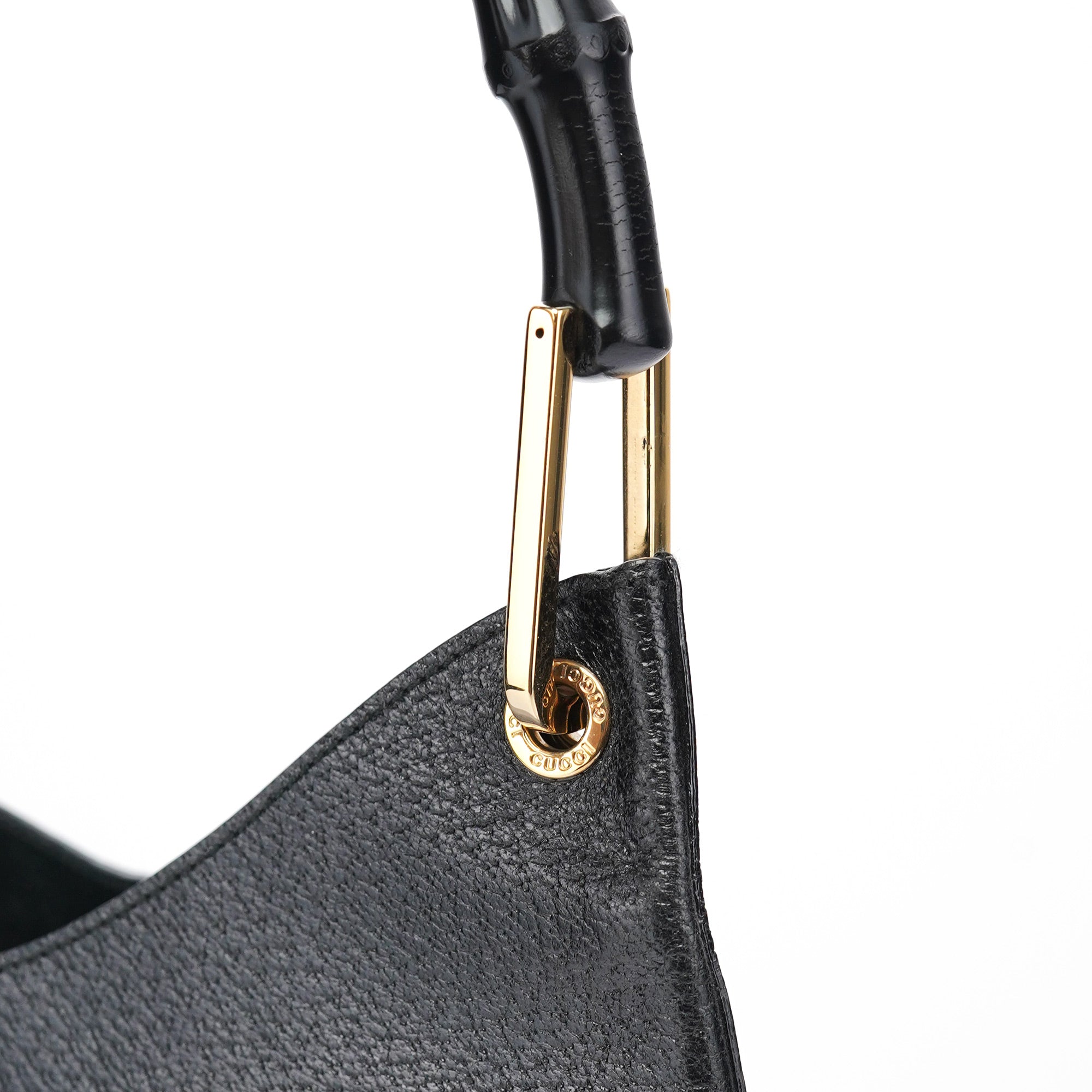 Black Leather Bamboo Shoulder Bag