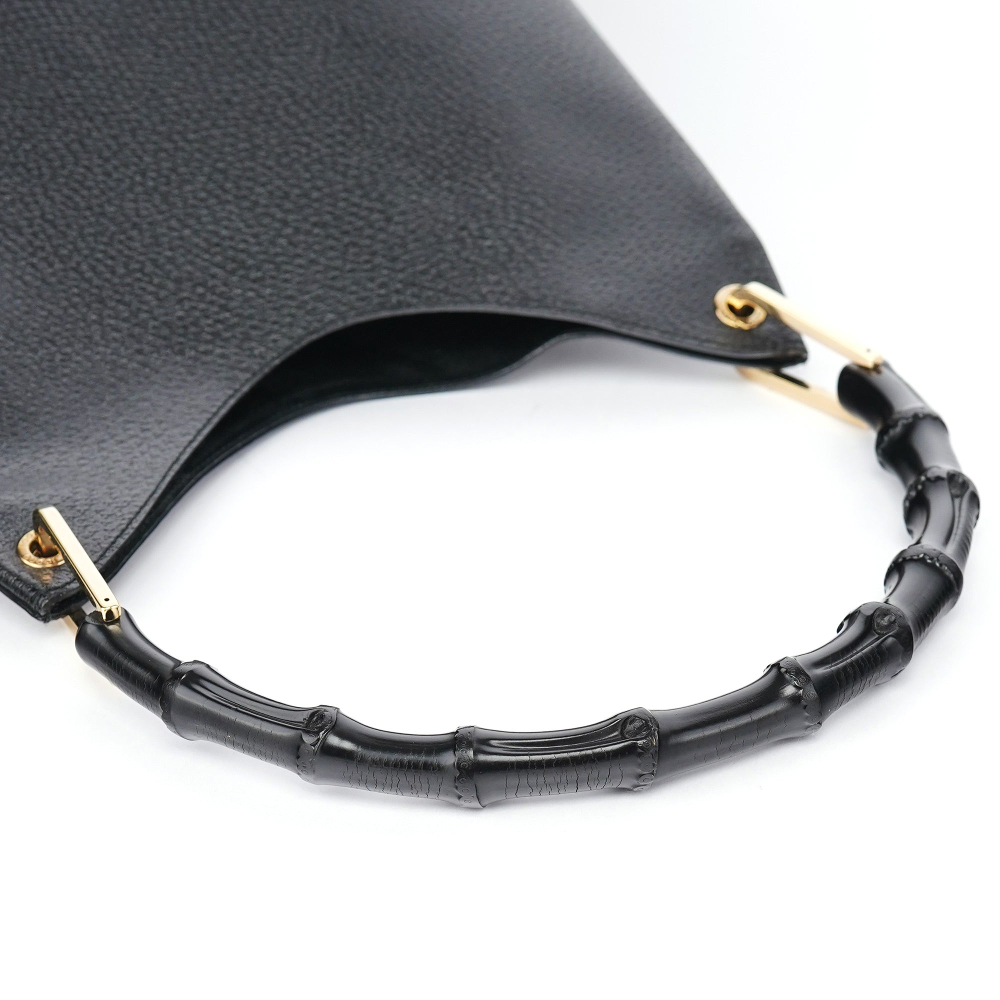 Black Leather Bamboo Shoulder Bag