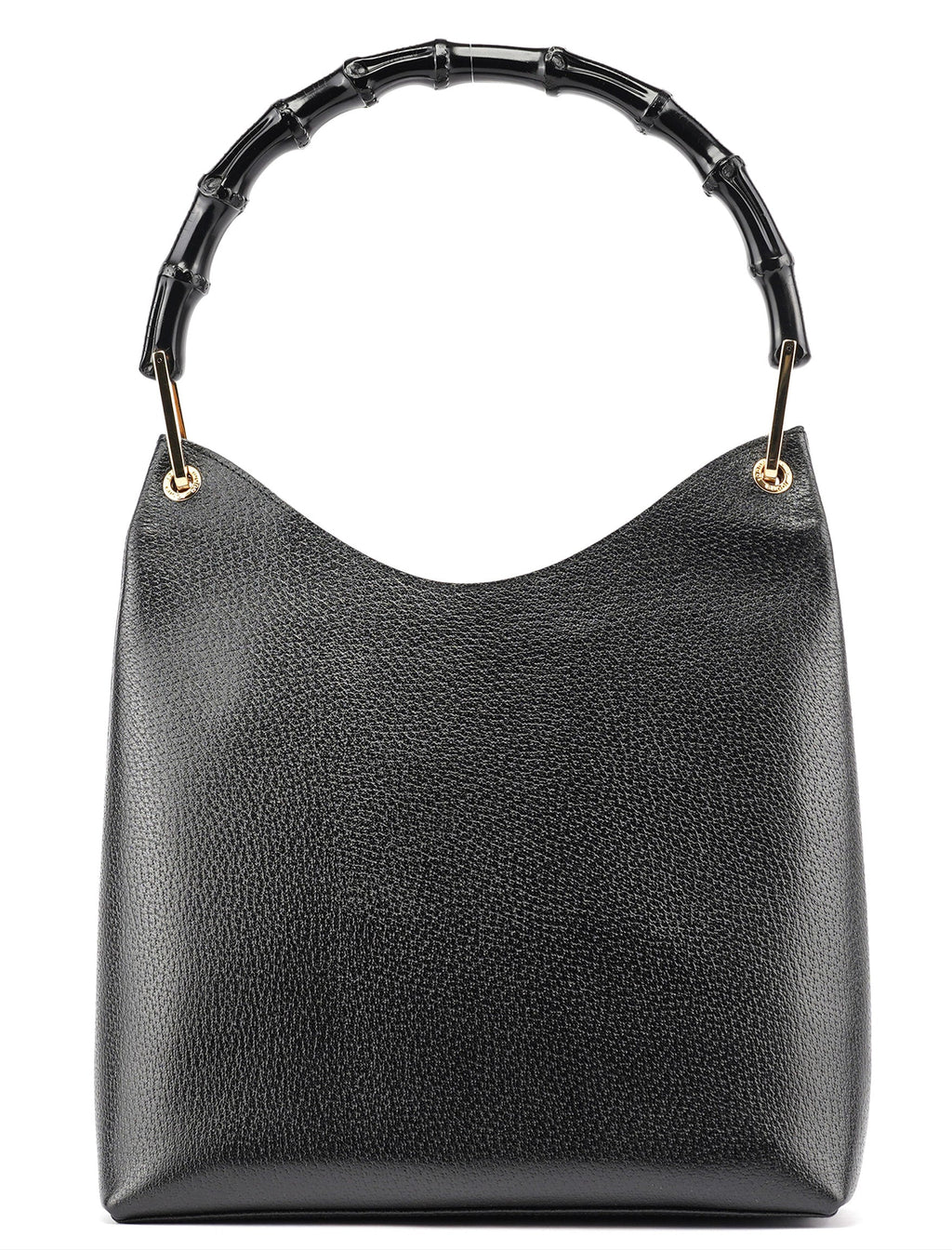 Black Leather Bamboo Shoulder Bag