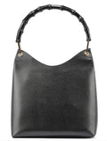 Black Leather Bamboo Shoulder Bag