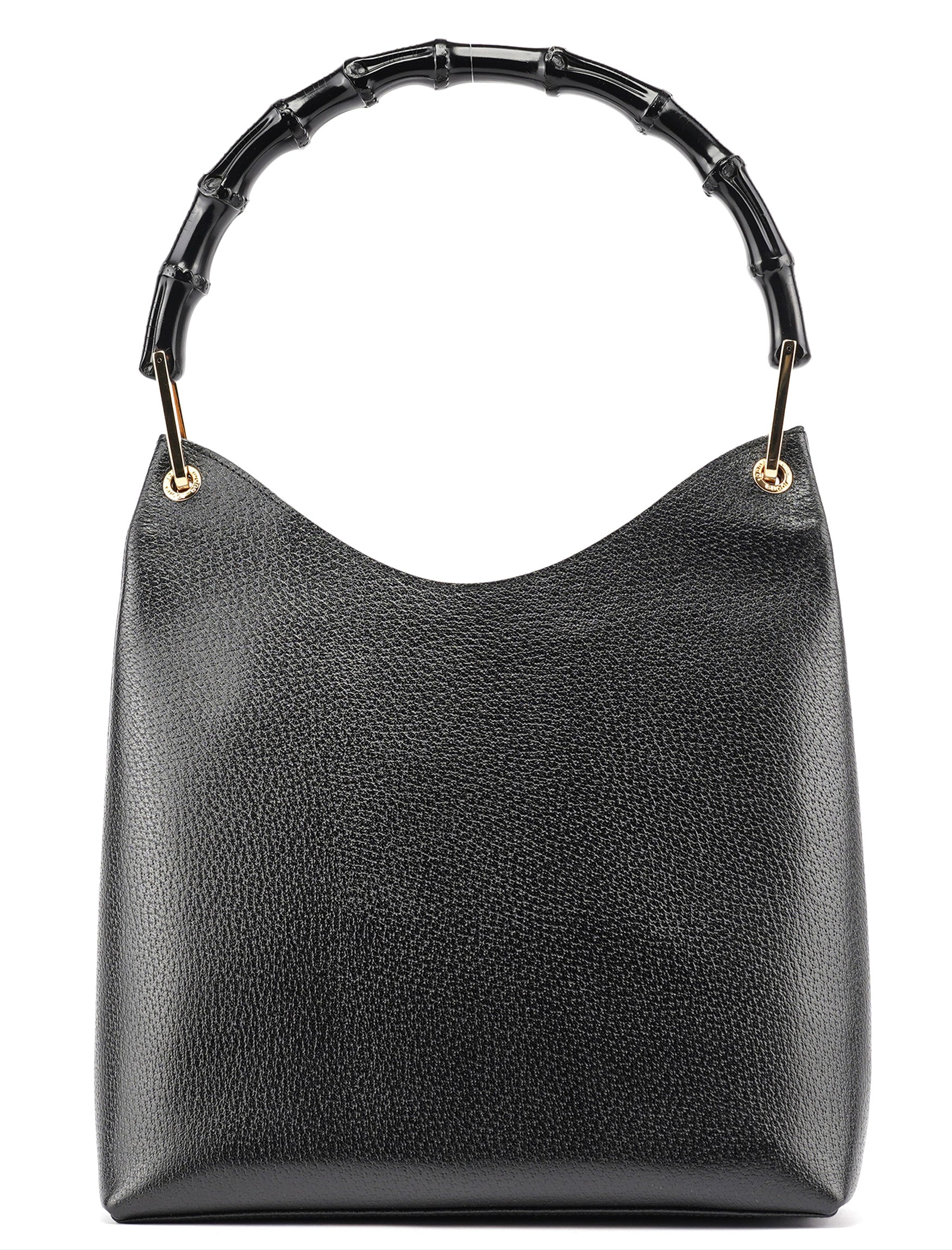 Black Leather Bamboo Shoulder Bag
