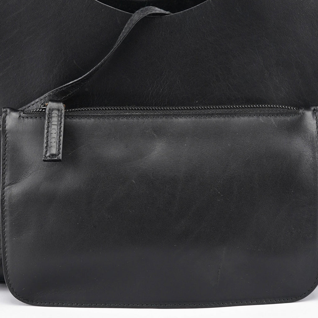 Black Leather Bamboo Shoulder Bag
