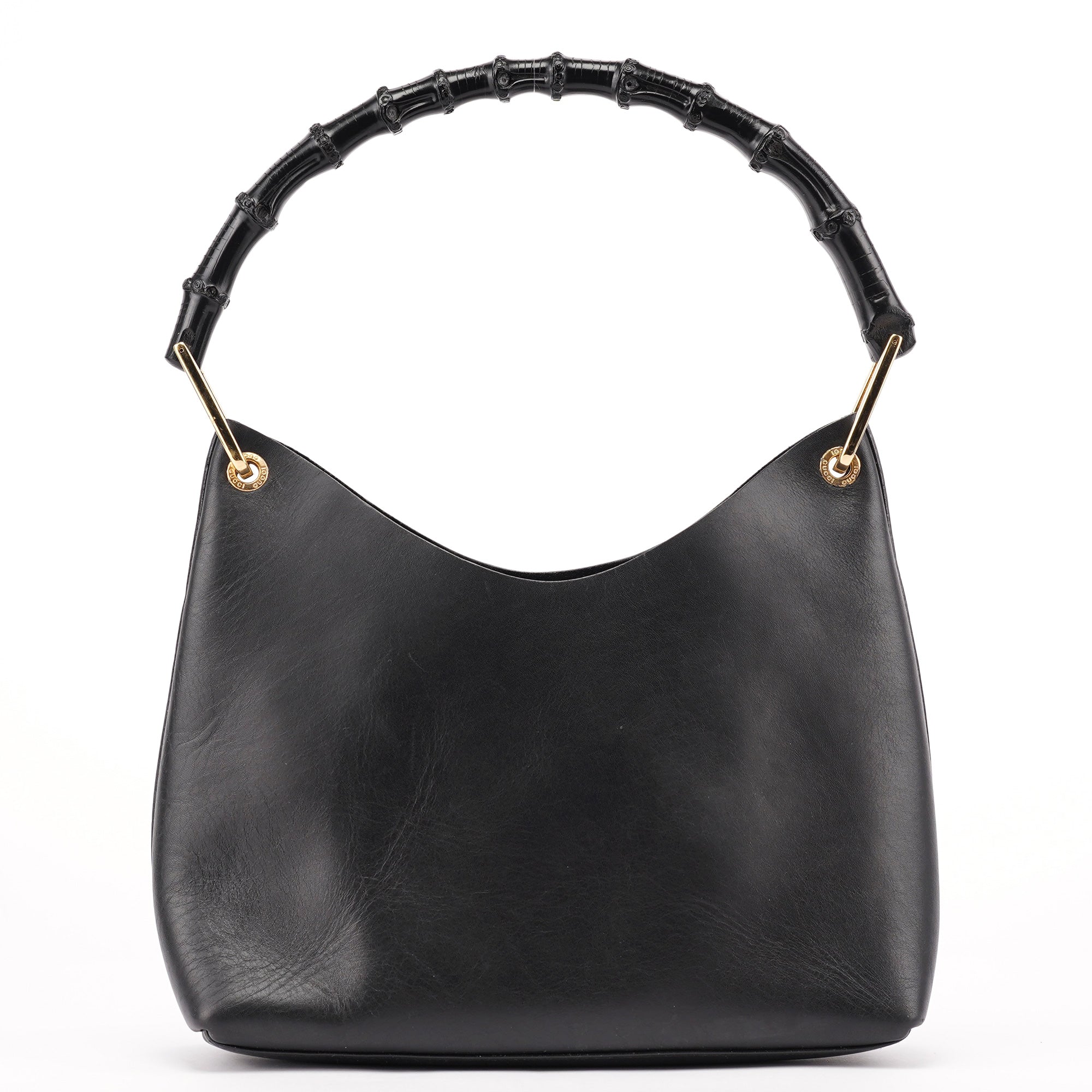 Black Leather Bamboo Shoulder Bag