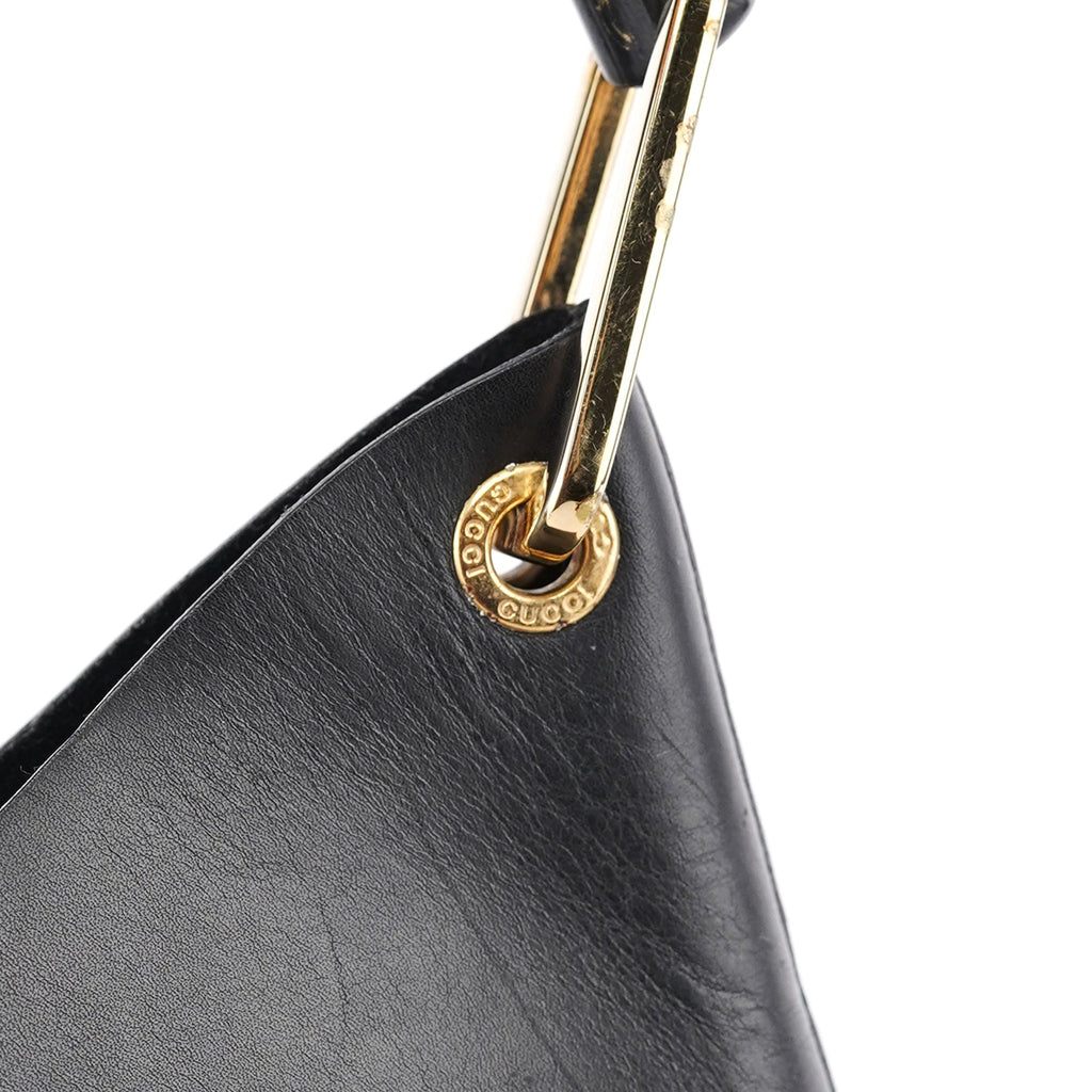 Black Leather Bamboo Shoulder Bag