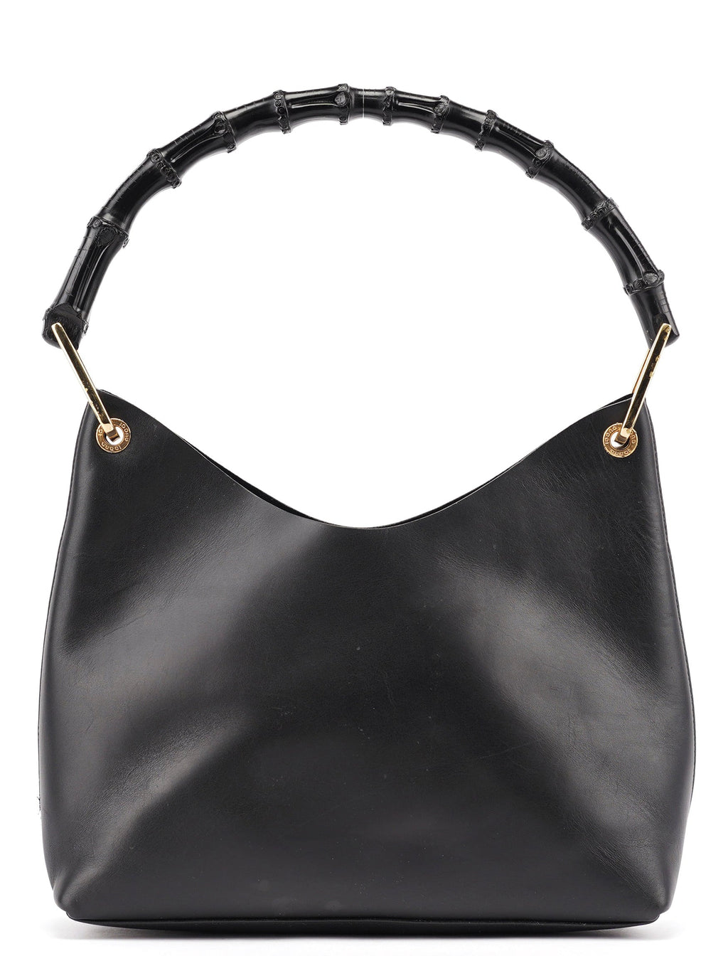 Black Leather Bamboo Shoulder Bag