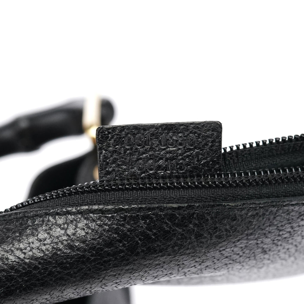 Black Leather Bamboo Shoulder Bag