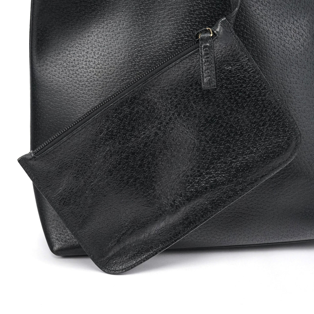 Black Leather Bamboo Shoulder Bag
