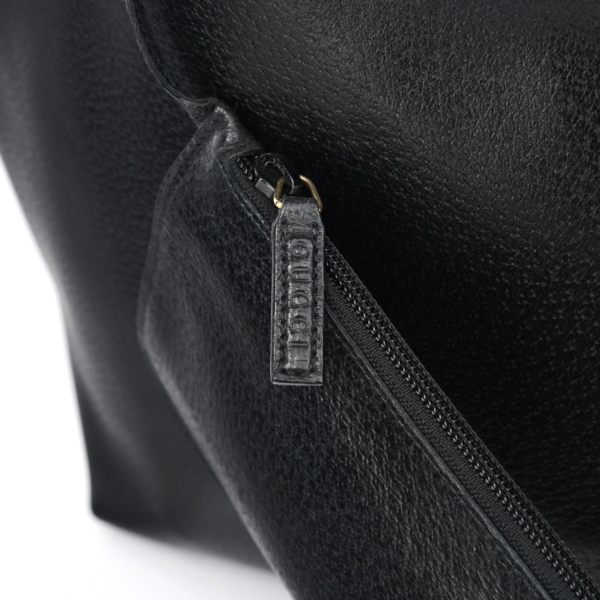 Black Leather Bamboo Shoulder Bag