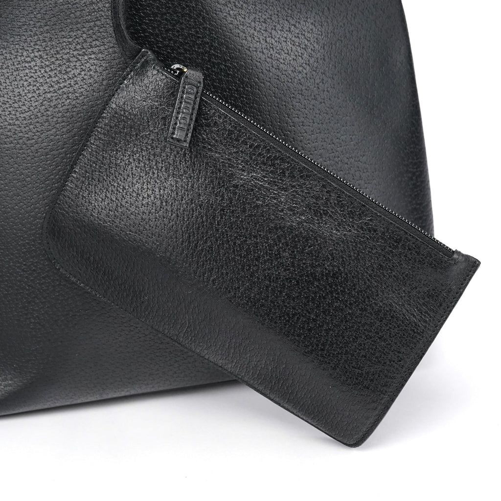 Black Leather Bamboo Shoulder Bag