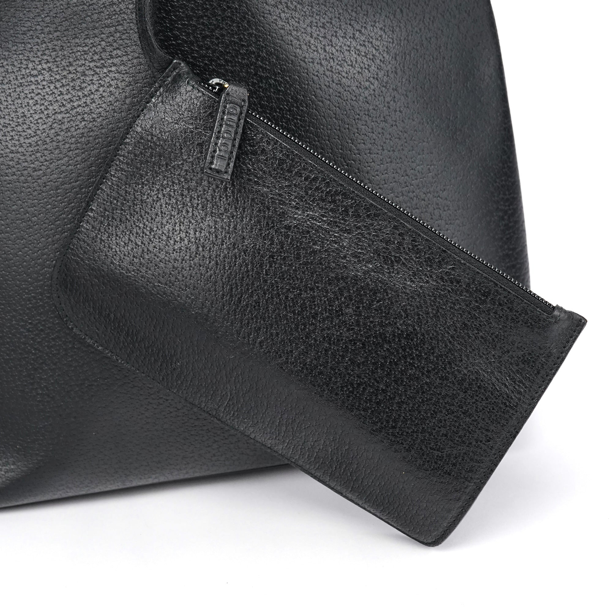 Black Leather Bamboo Shoulder Bag