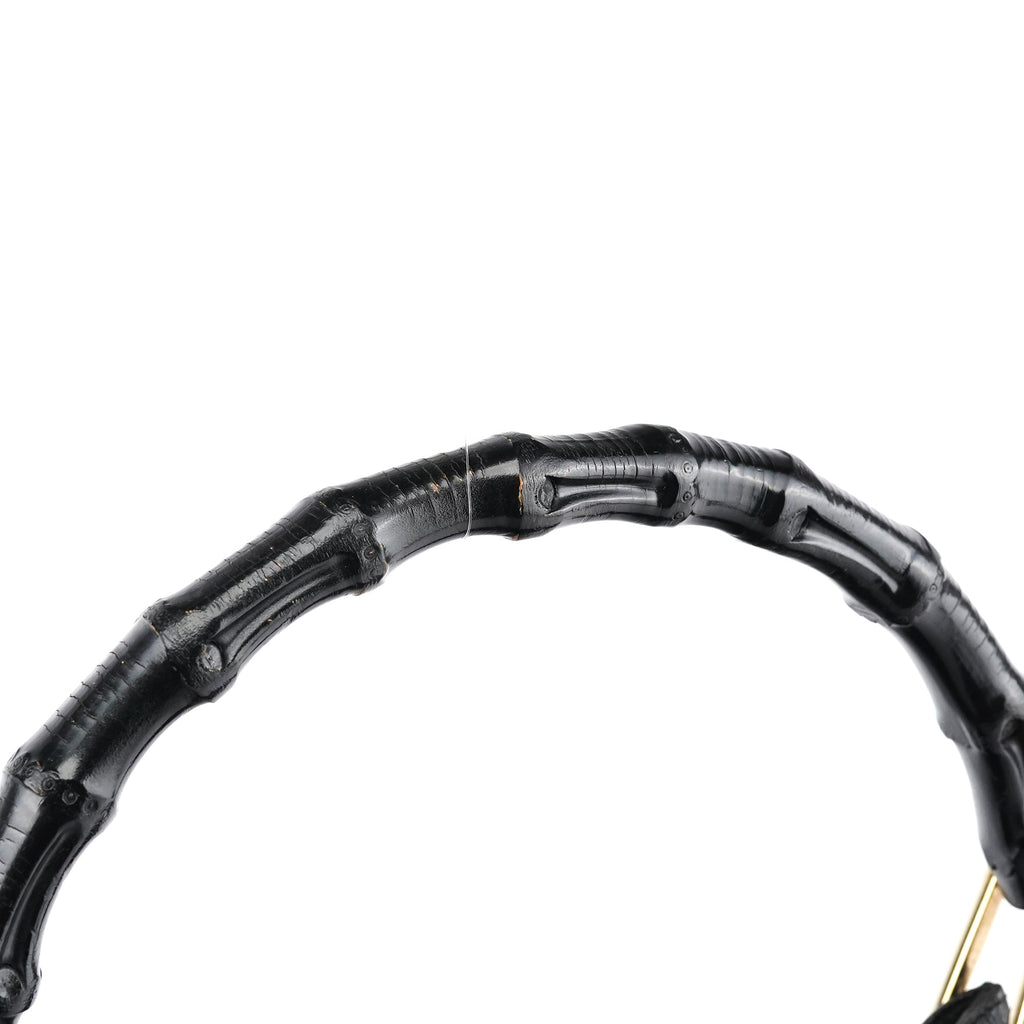 Black Leather Bamboo Shoulder Bag