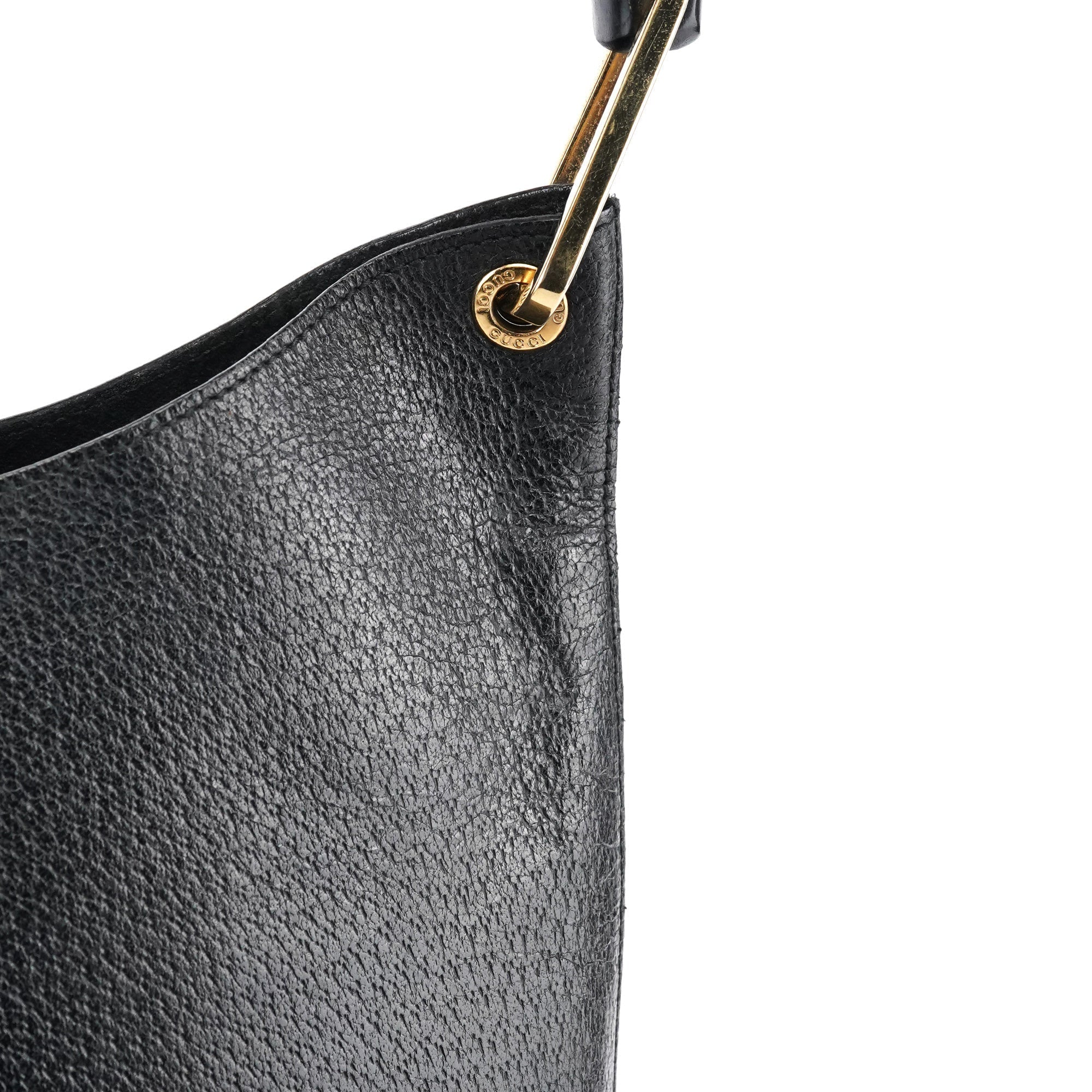 Black Leather Bamboo Shoulder Bag