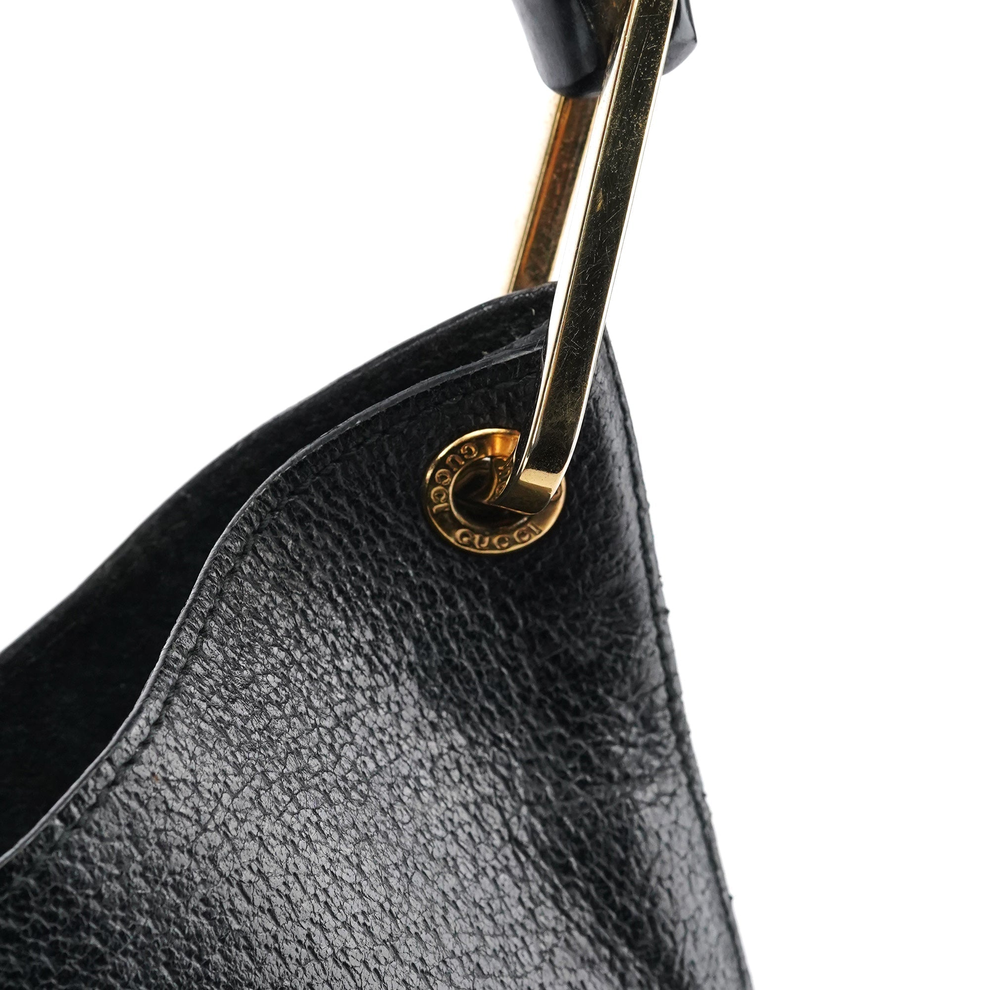 Black Leather Bamboo Shoulder Bag