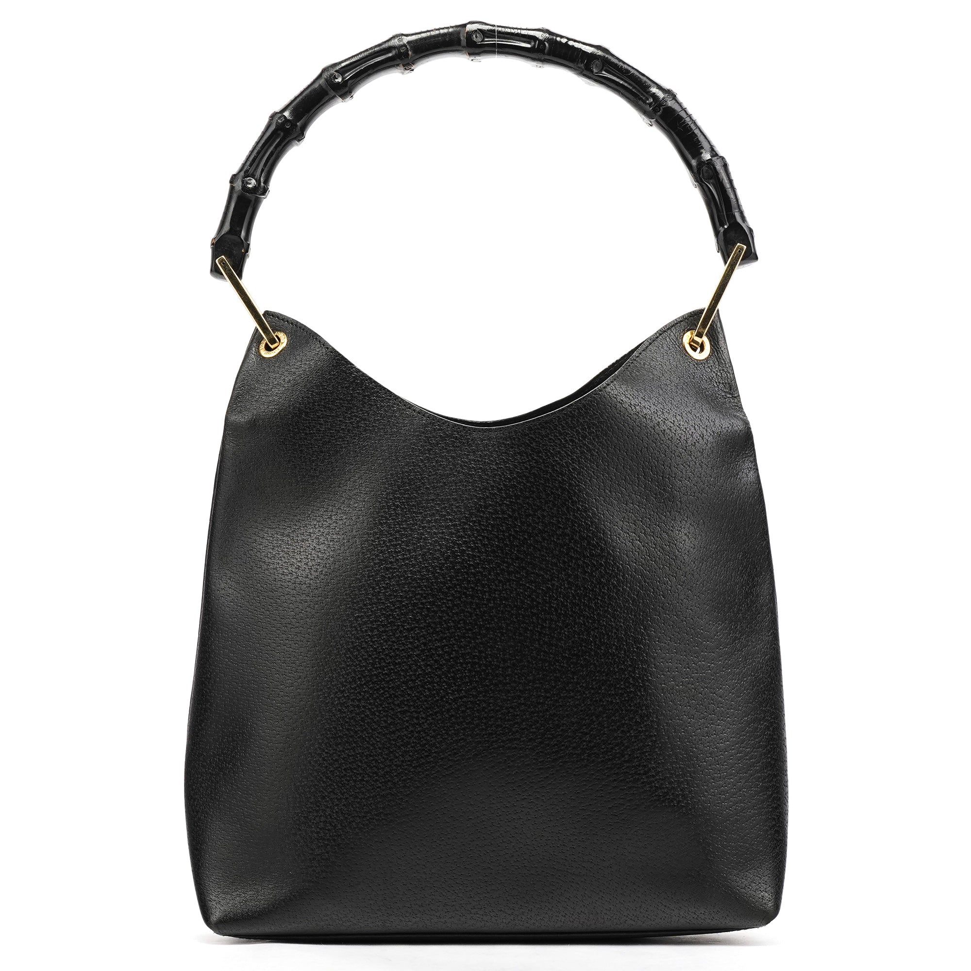 Black Leather Bamboo Shoulder Bag