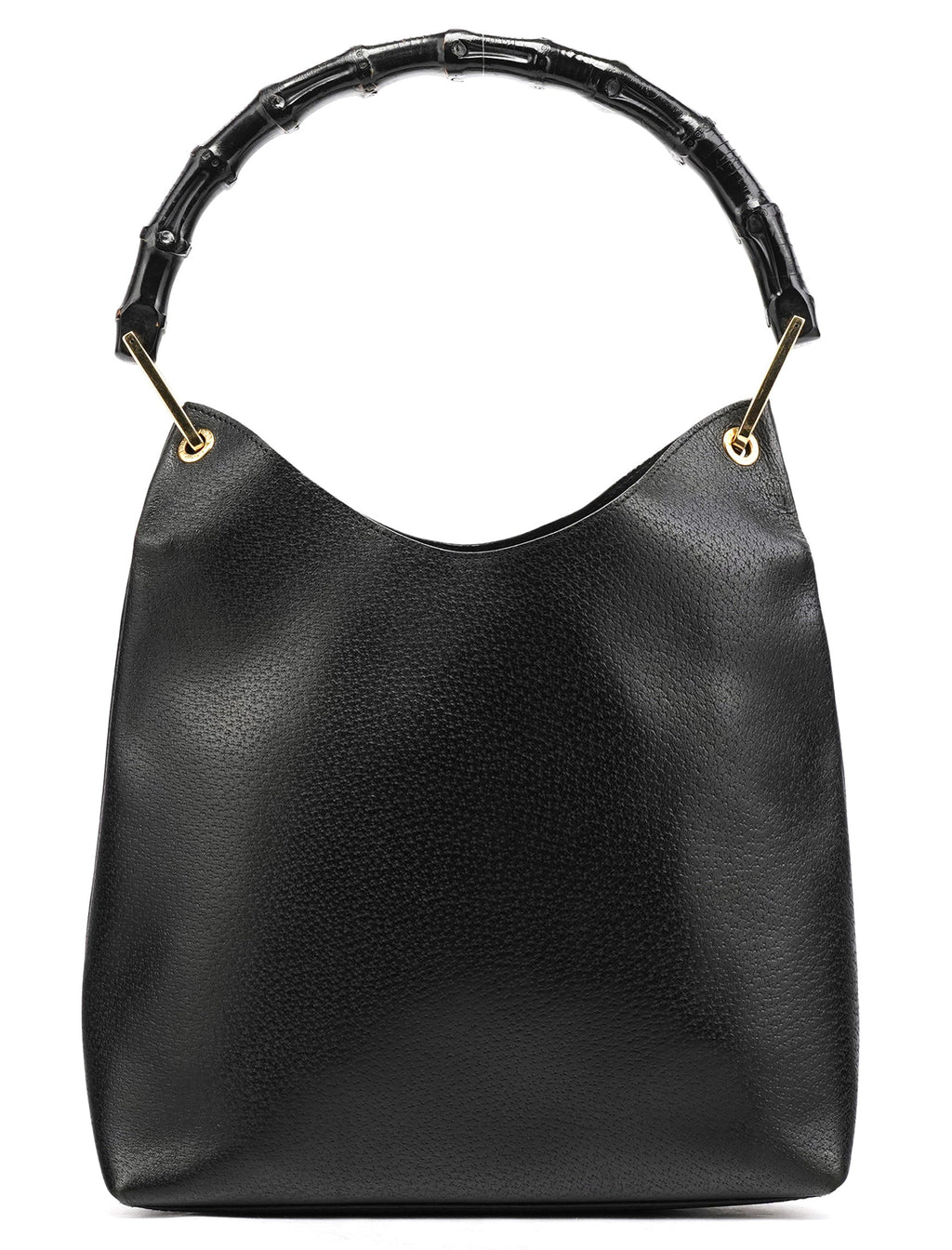 Black Leather Bamboo Shoulder Bag