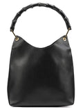 Black Leather Bamboo Shoulder Bag