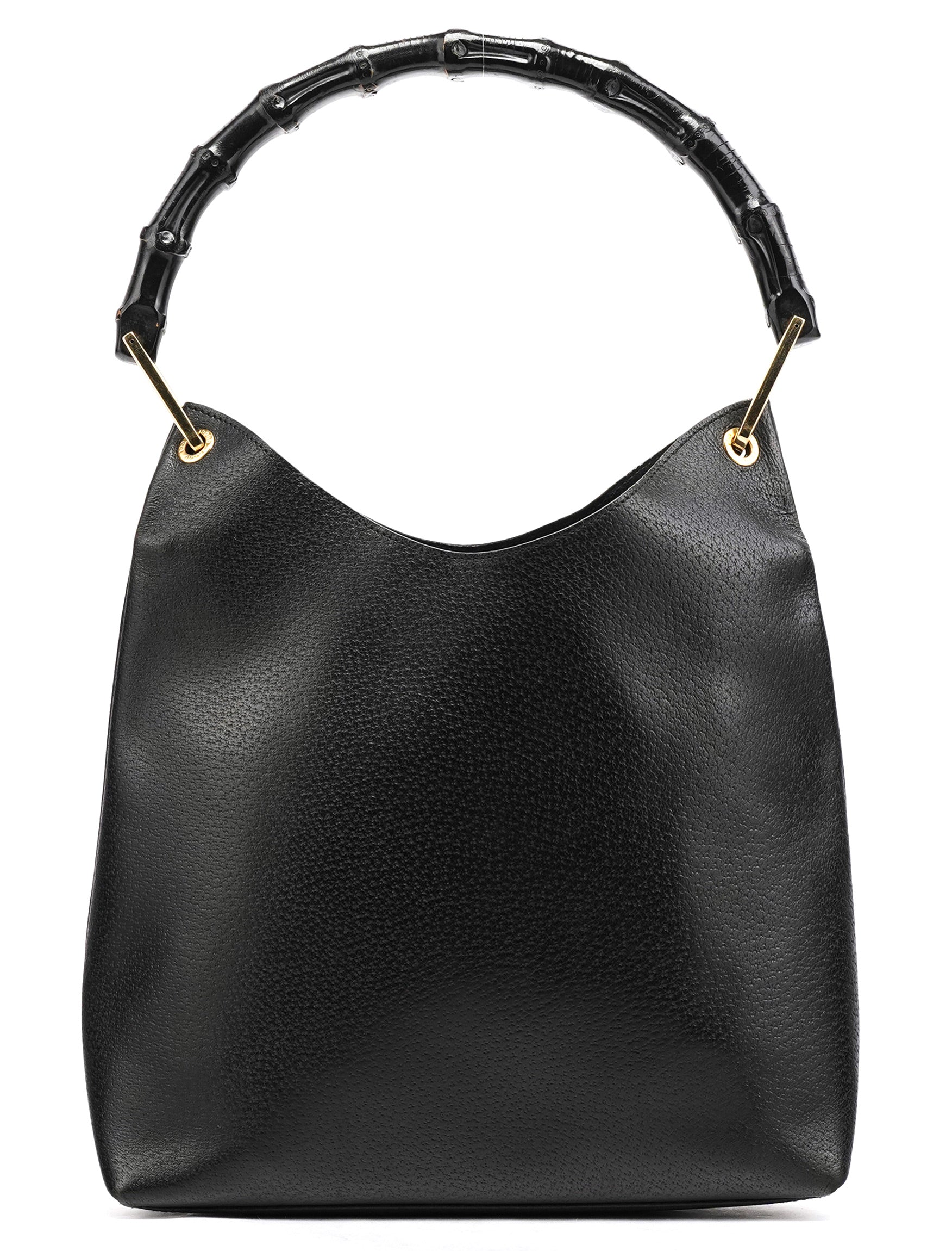Black Leather Bamboo Shoulder Bag