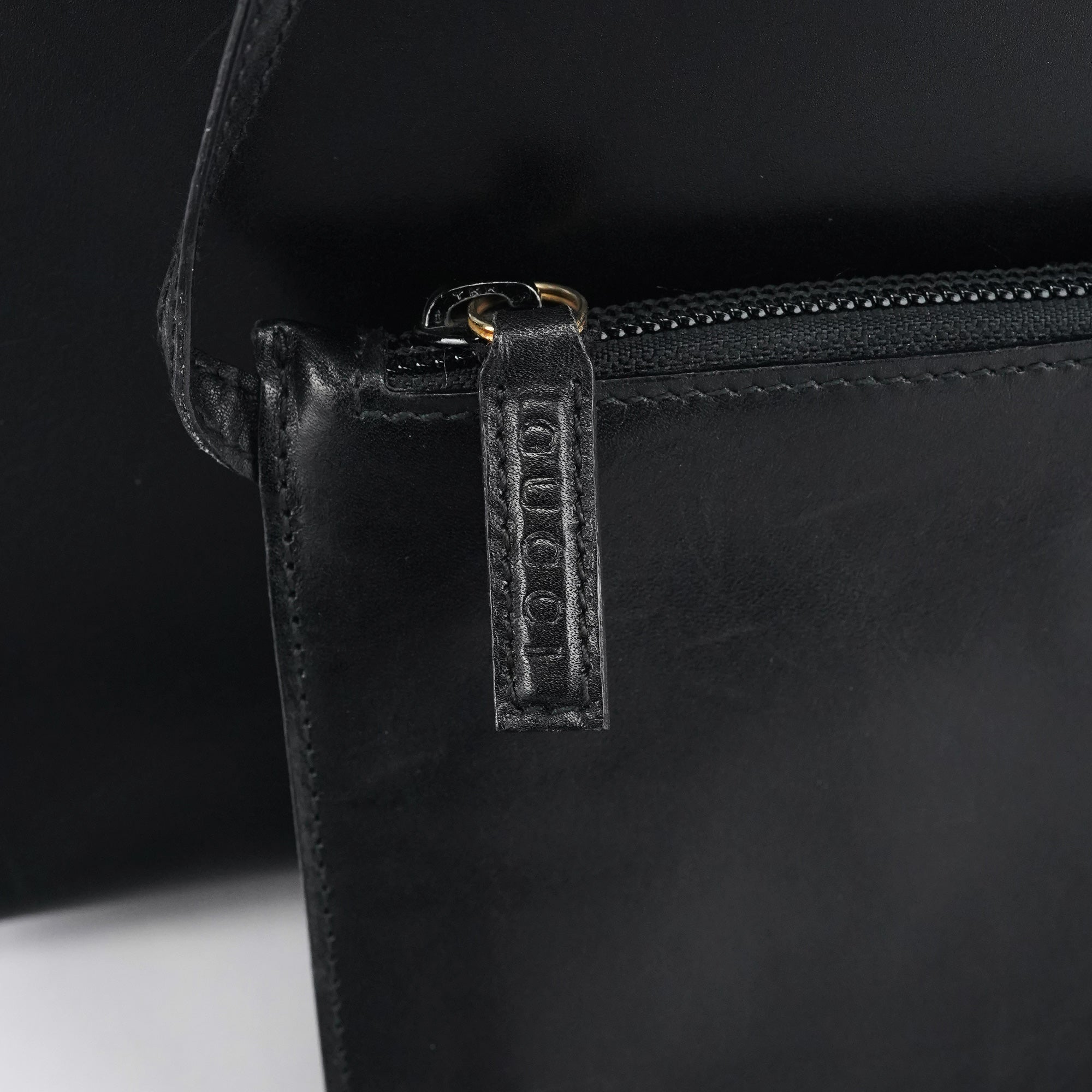 Black Leather Bamboo Shoulder Bag