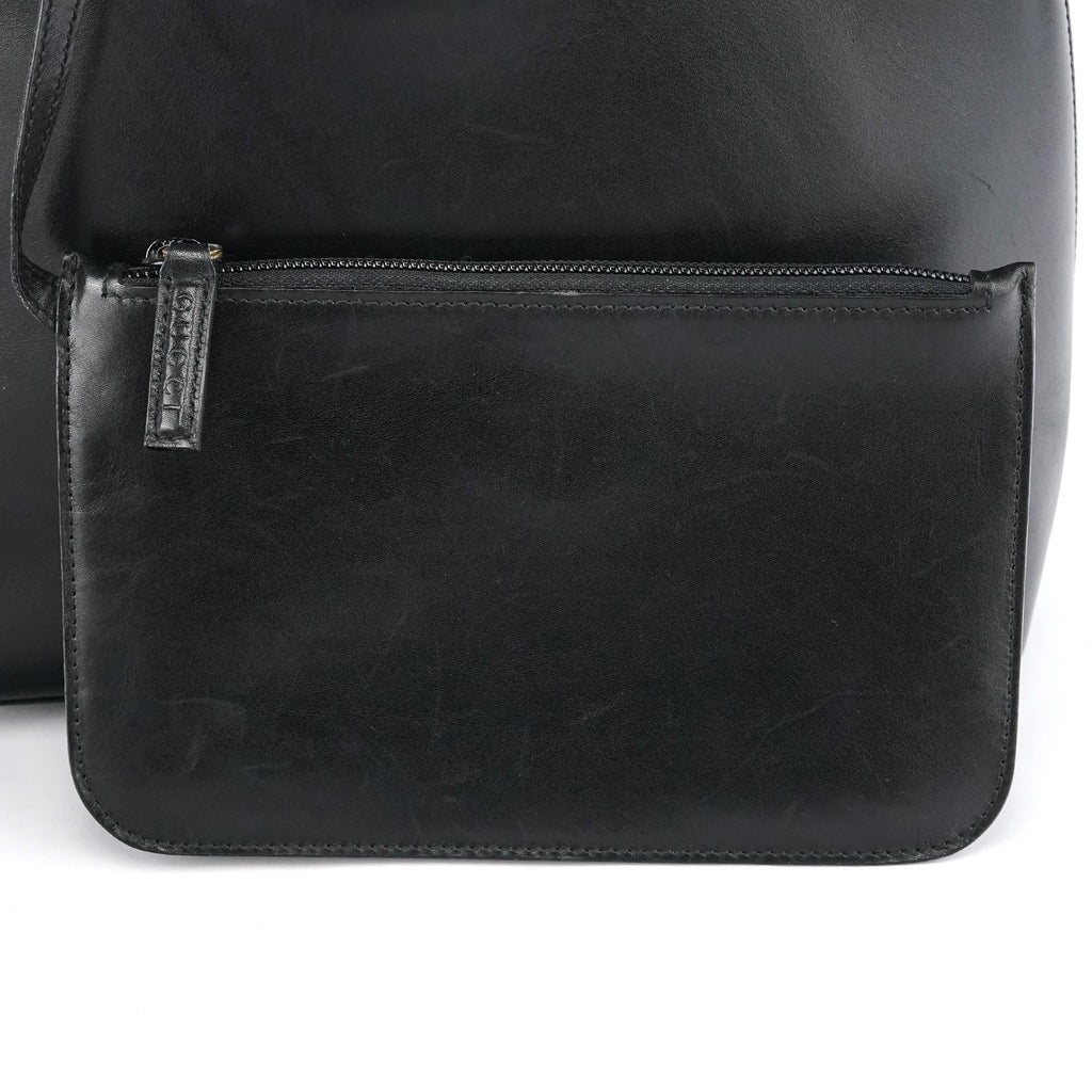 Black Leather Bamboo Shoulder Bag