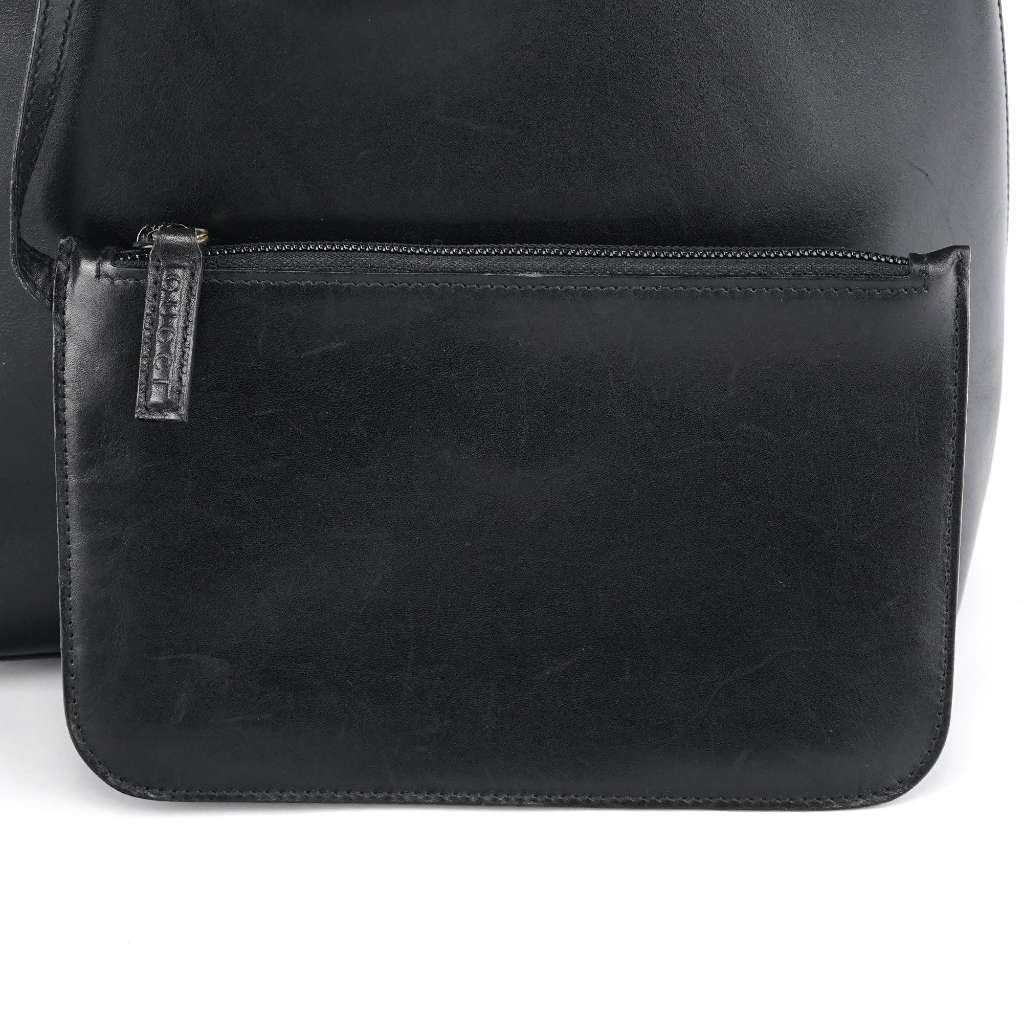 Black Leather Bamboo Shoulder Bag