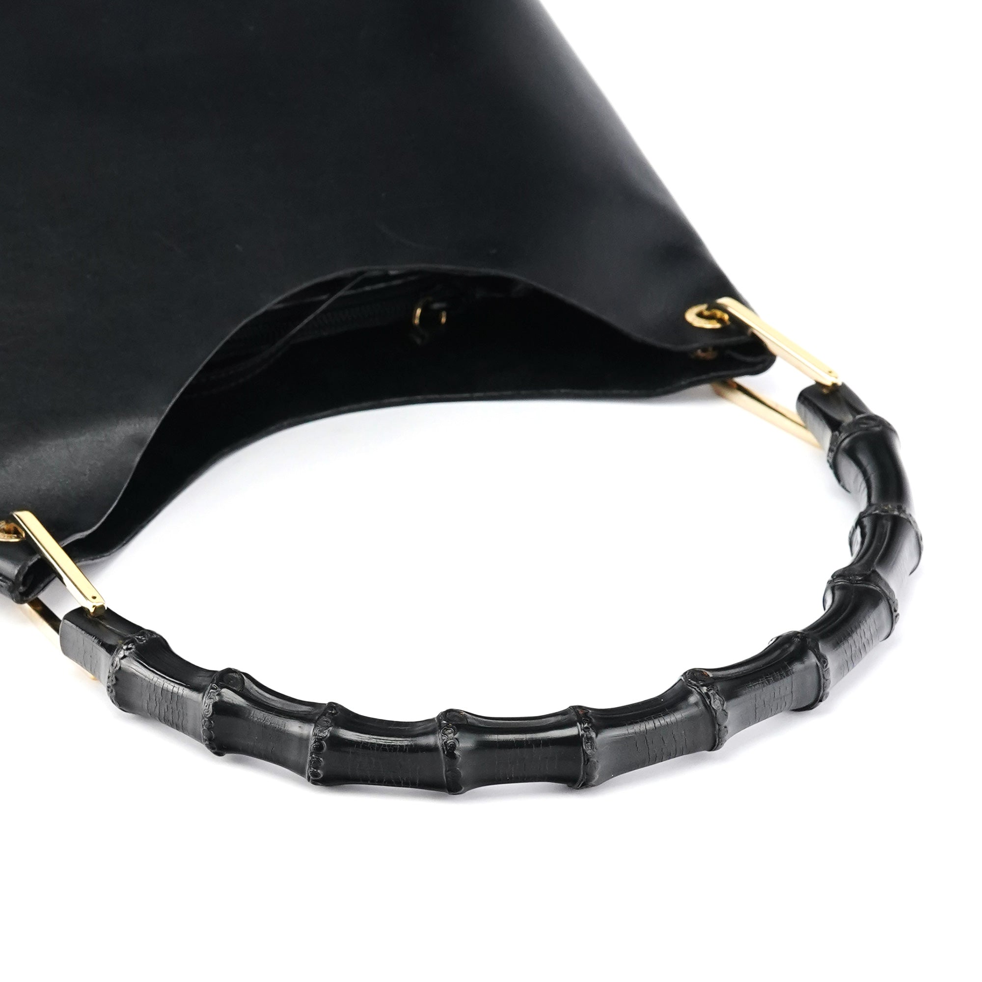 Black Leather Bamboo Shoulder Bag