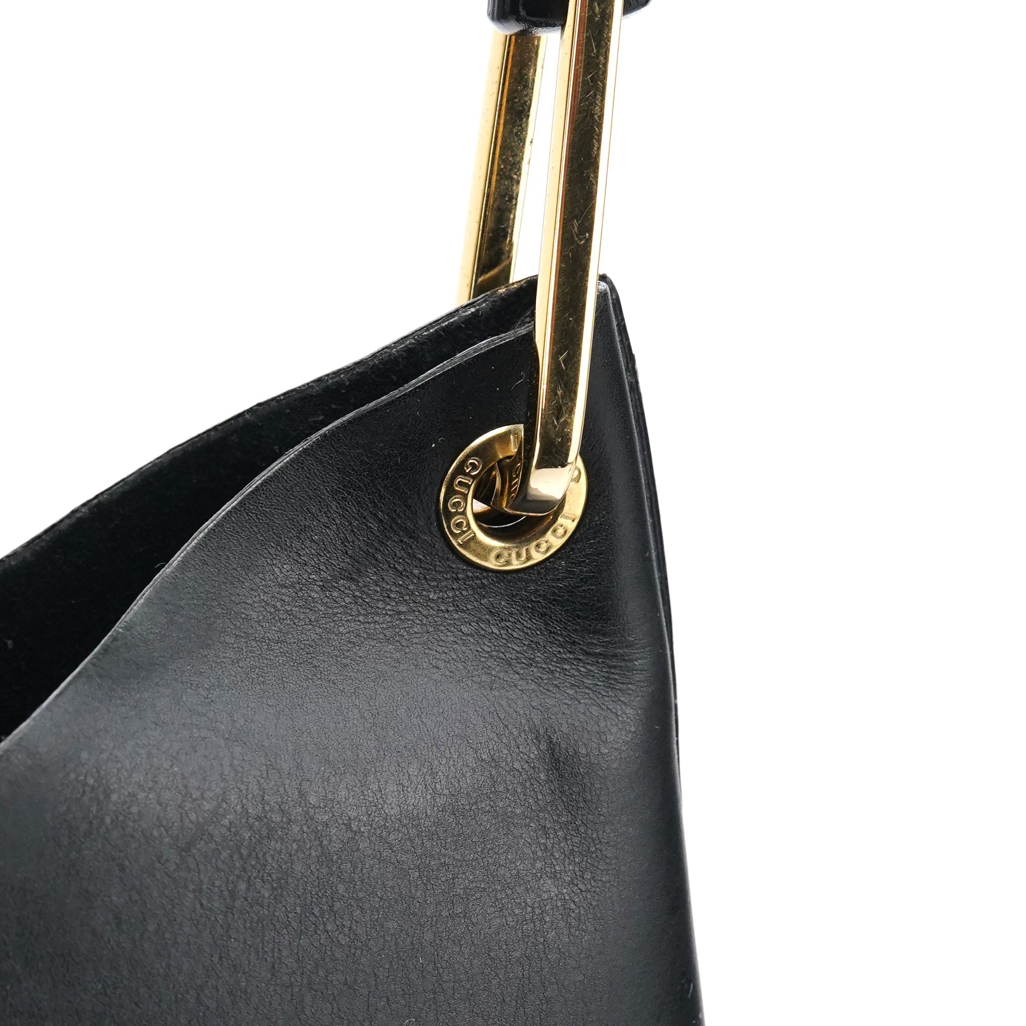 Black Leather Bamboo Shoulder Bag