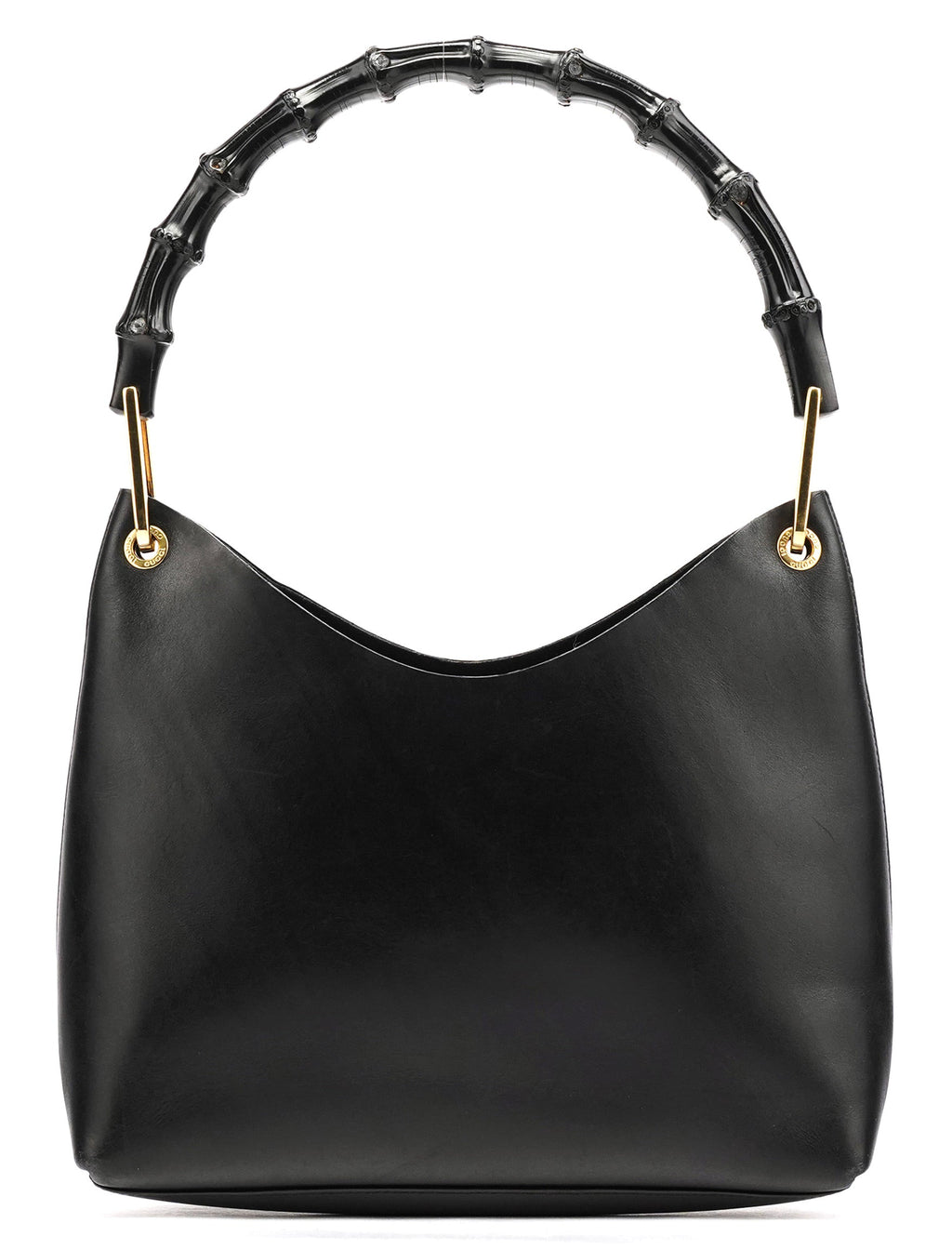 Black Leather Bamboo Shoulder Bag