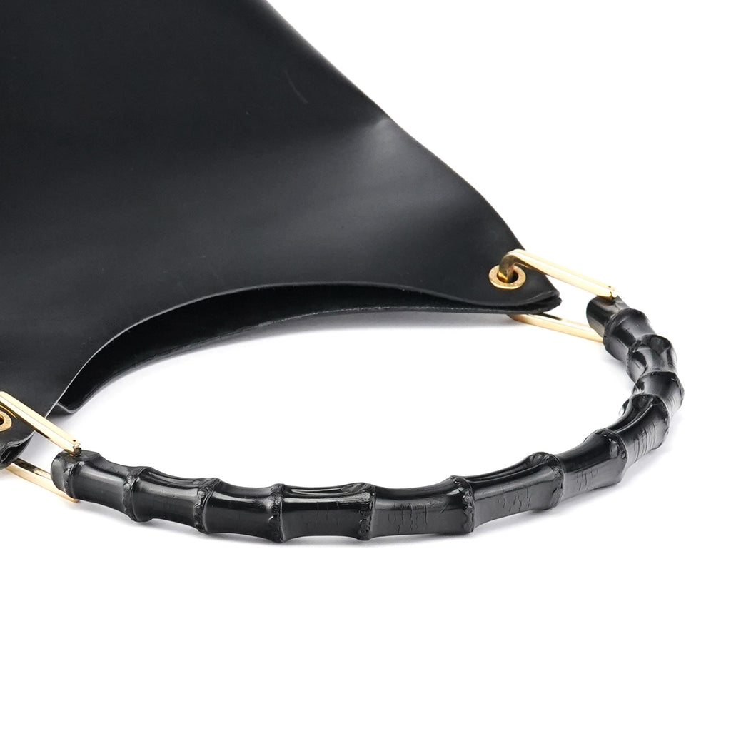 Black Leather Bamboo Shoulder Bag