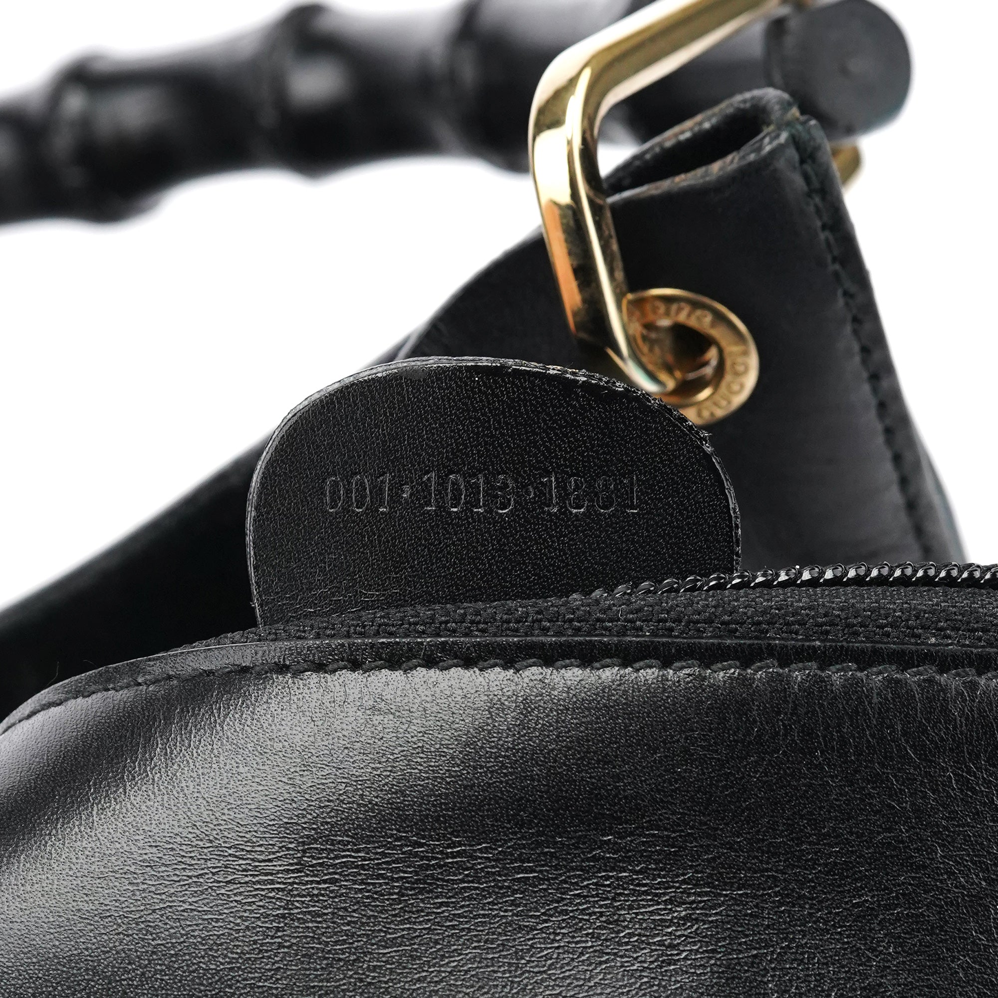 Black Leather Bamboo Shoulder Bag