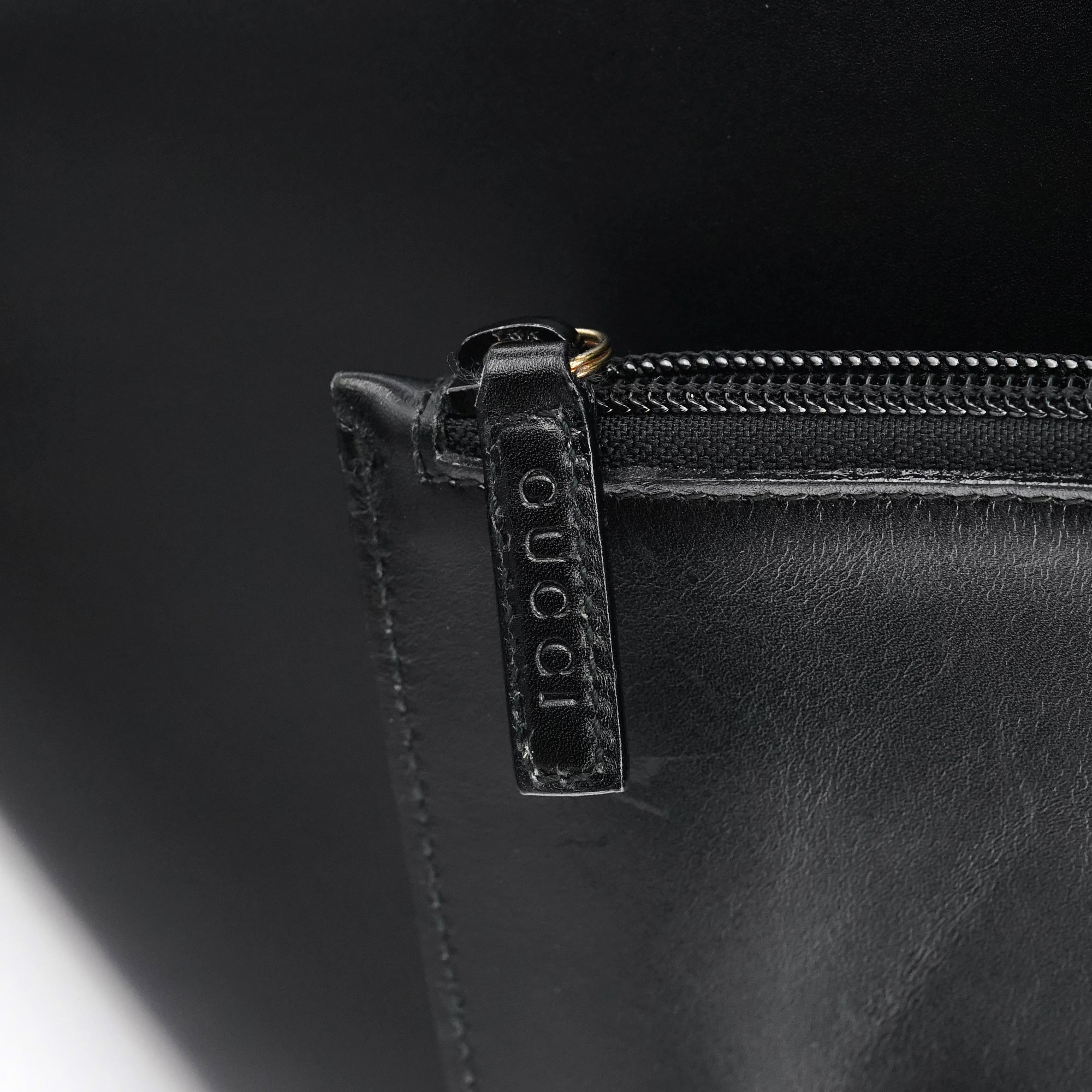 Black Leather Bamboo Shoulder Bag