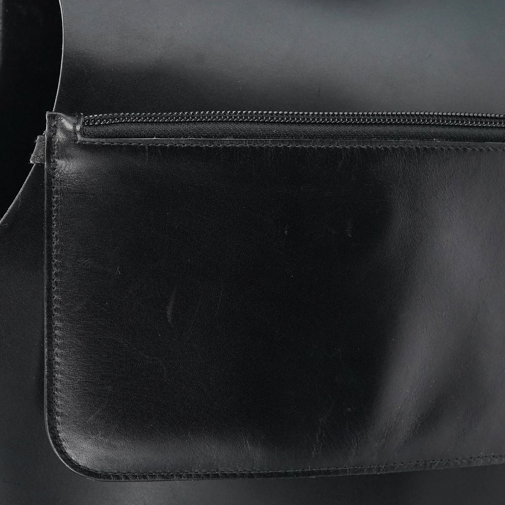 Black Leather Bamboo Shoulder Bag