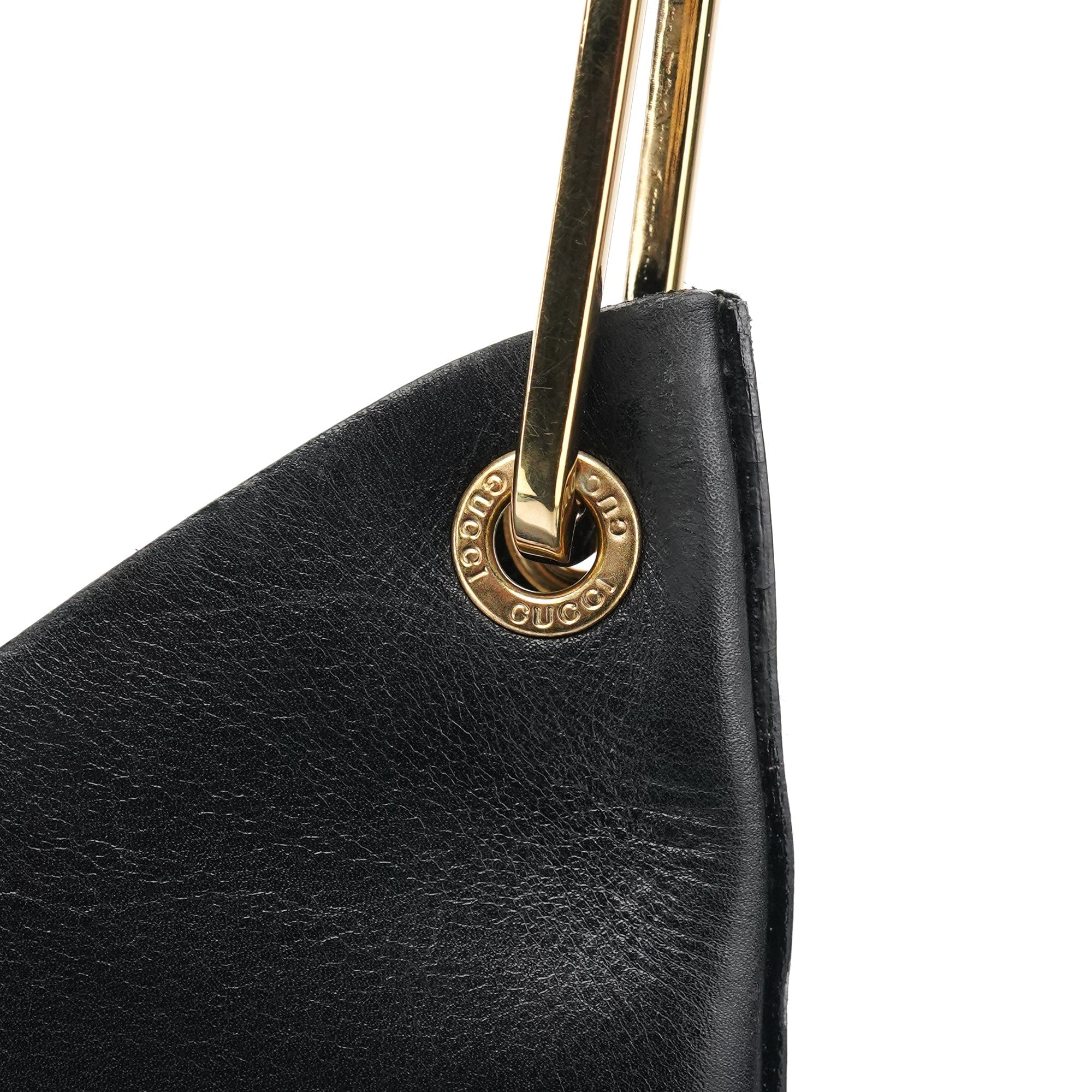 Black Leather Bamboo Shoulder Bag