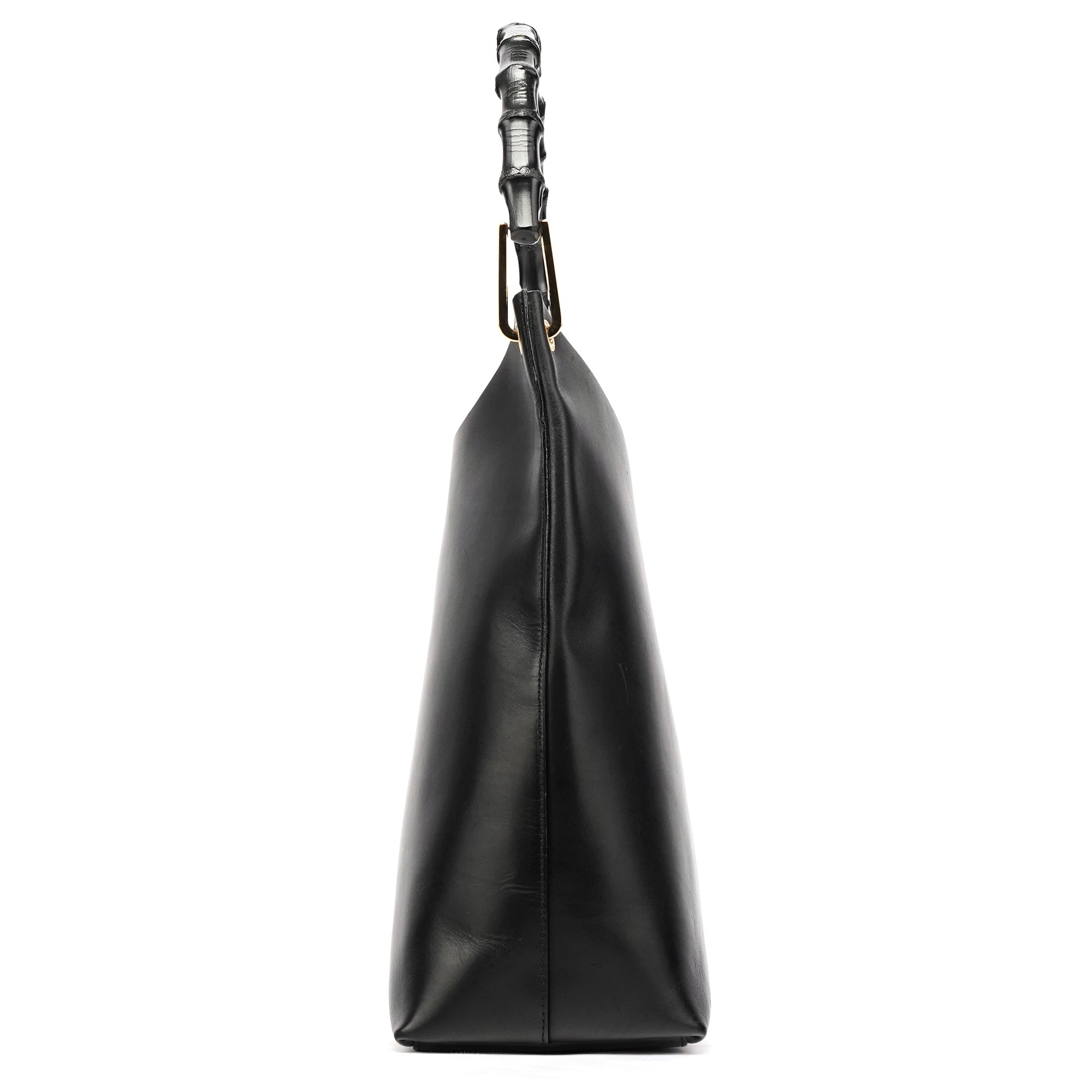 Black Leather Bamboo Shoulder Bag