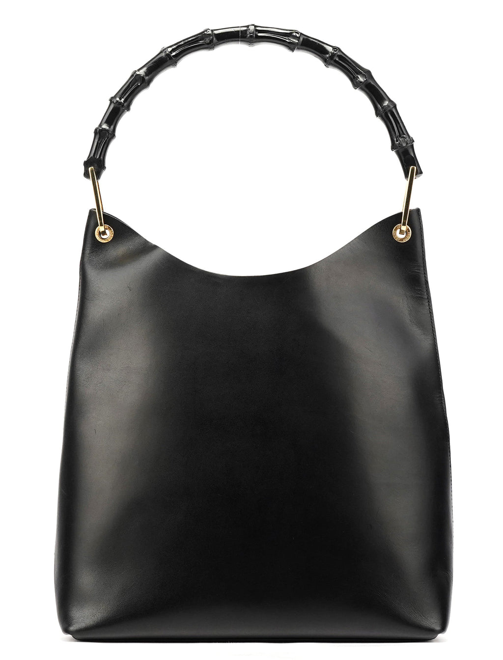 Black Leather Bamboo Shoulder Bag