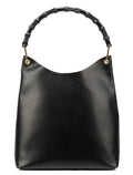 Black Leather Bamboo Shoulder Bag
